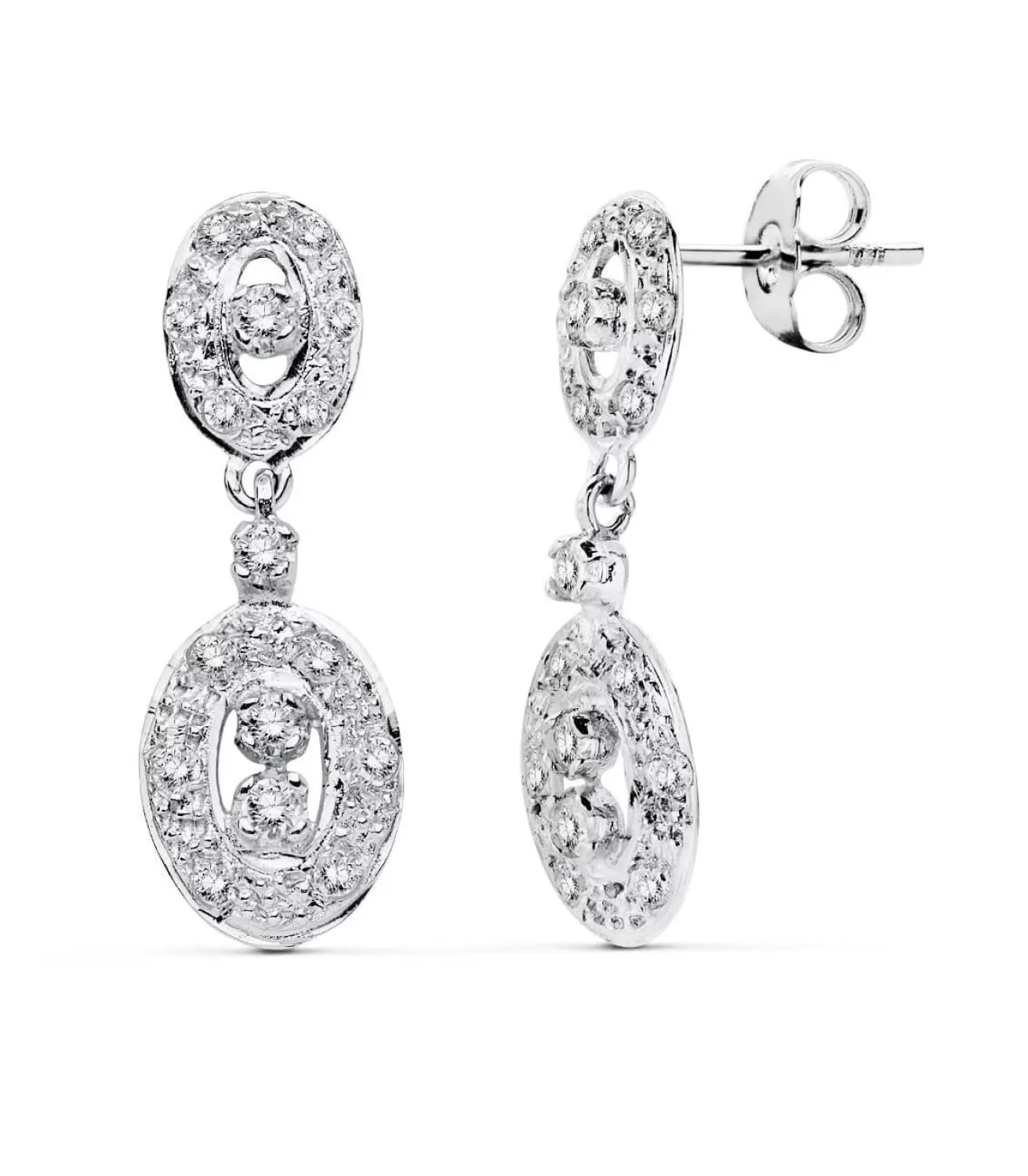 Pendientes Oro Blanco 18 Ktes Ovales. Nancy<Alda Joyeros Store