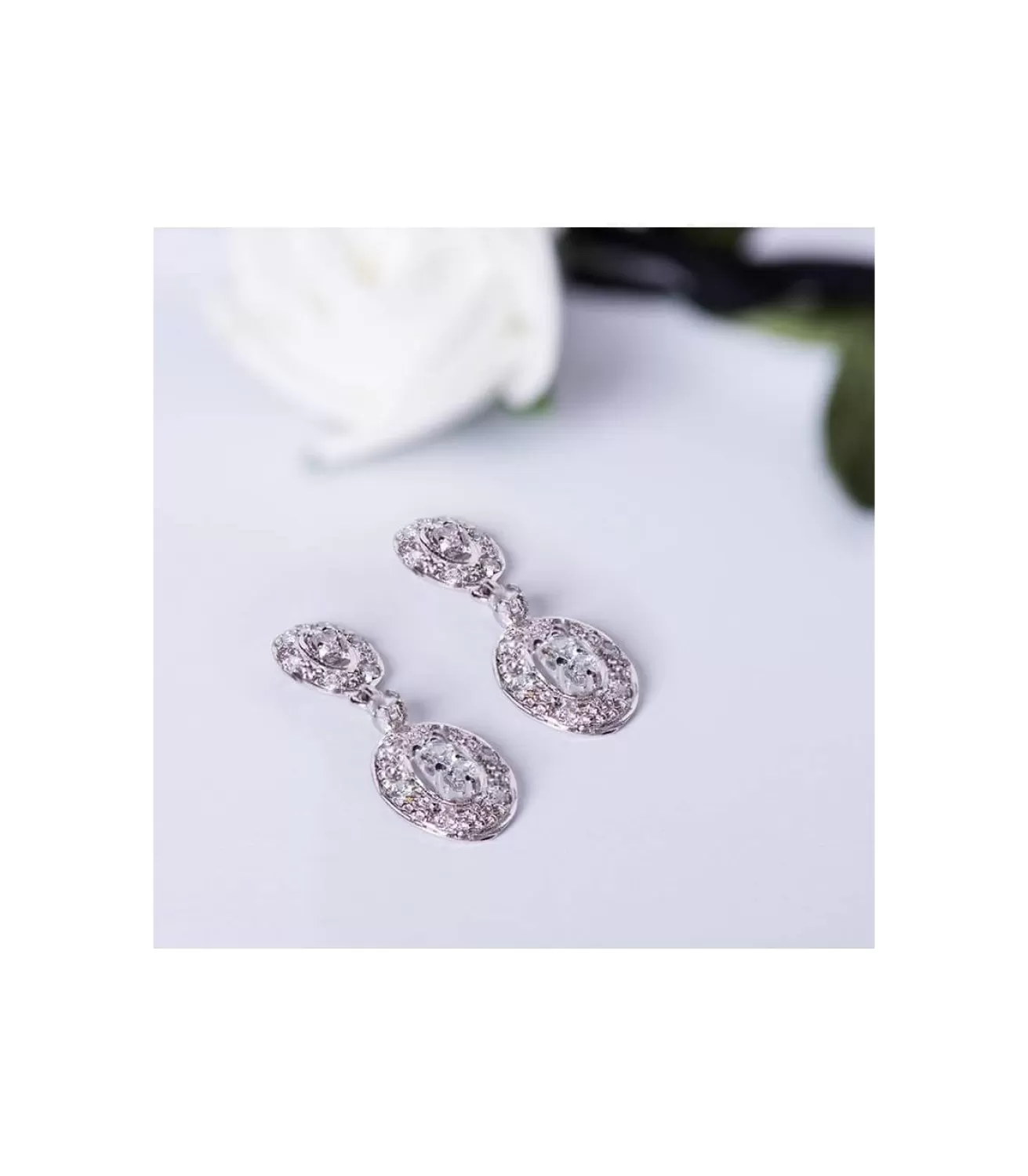 Pendientes Oro Blanco 18 Ktes Ovales. Nancy<Alda Joyeros Store