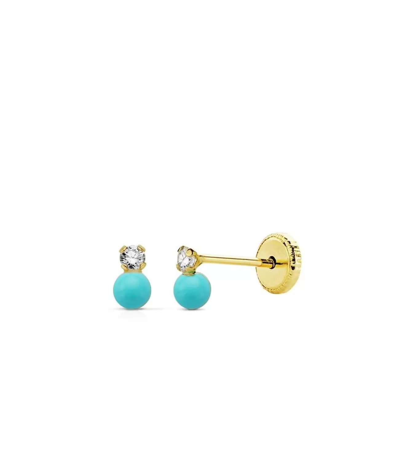 Pendientes Oro Turquesa Elda 3 Mm 18 Ktes<Alda Joyeros Shop