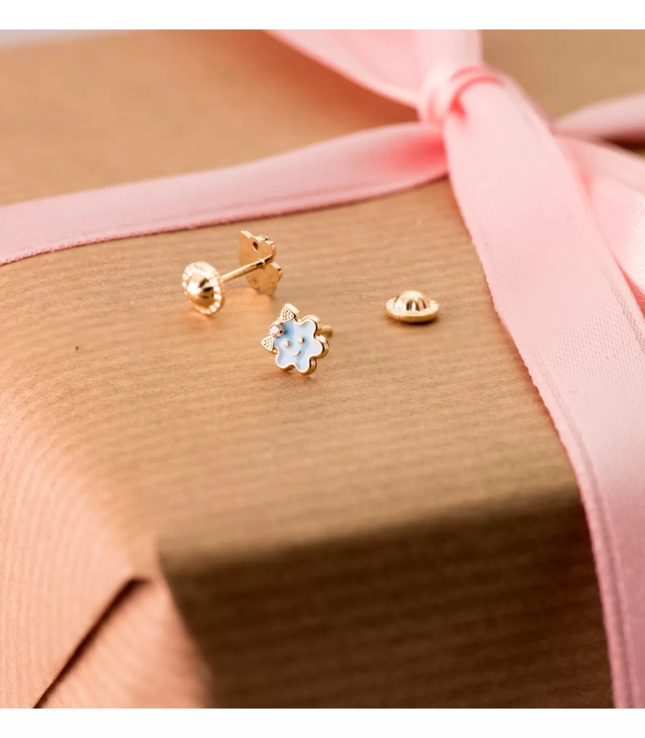 Pendientes Pastelito Azul Oro 18K Flor<Alda Joyeros Fashion