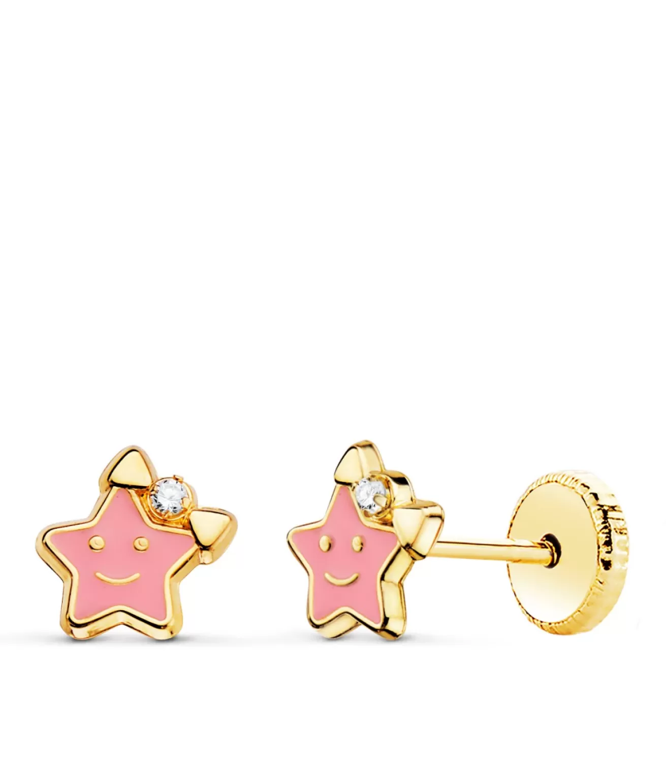 Pendientes Pastelito Rosa Oro 18K Estrella<Alda Joyeros Outlet