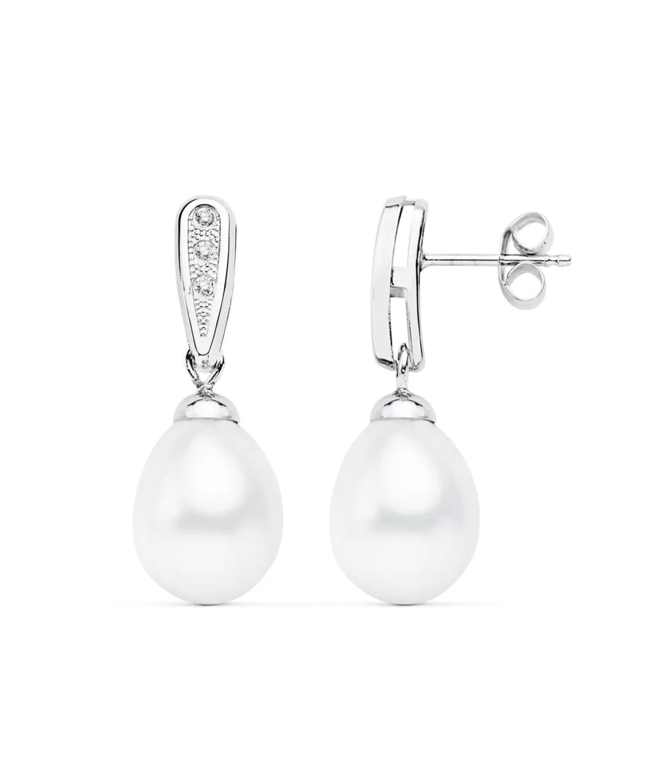 Pendientes Perlas Lagrima Oro Blanco 24 Mm<Alda Joyeros Shop