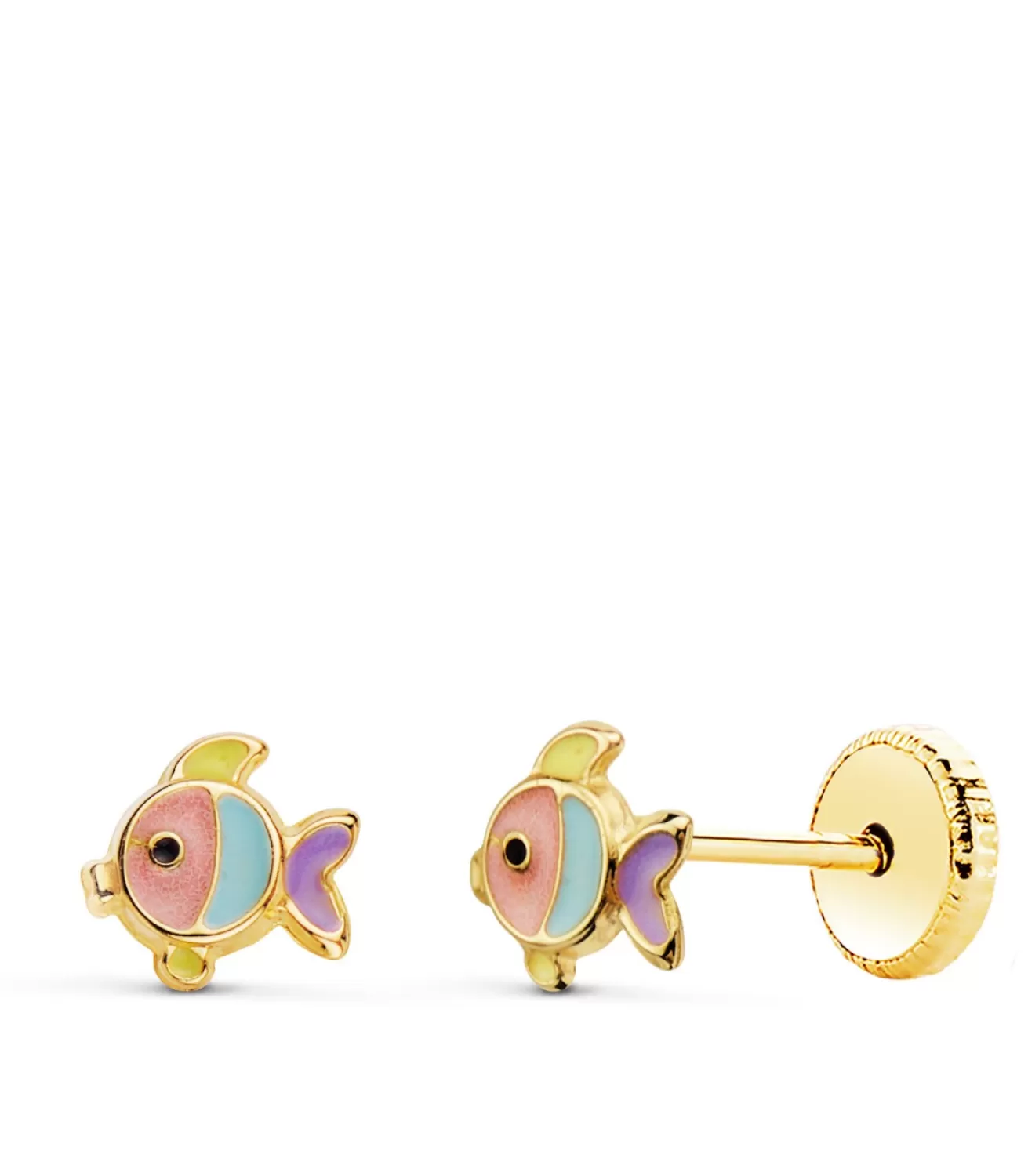 Pendientes Pez Colores Oro 18K 5.5 Mm<Alda Joyeros Store