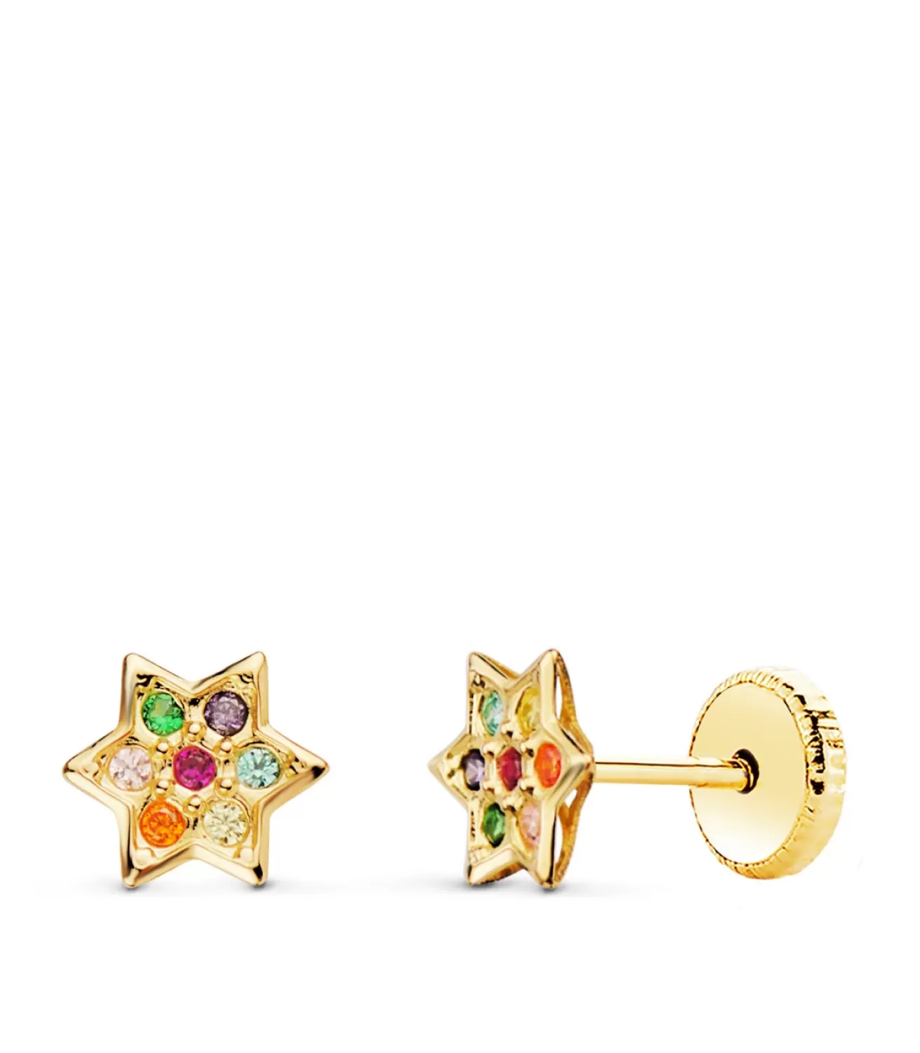Pendientes Piedras Colores Oro 18K Estrella<Alda Joyeros Shop