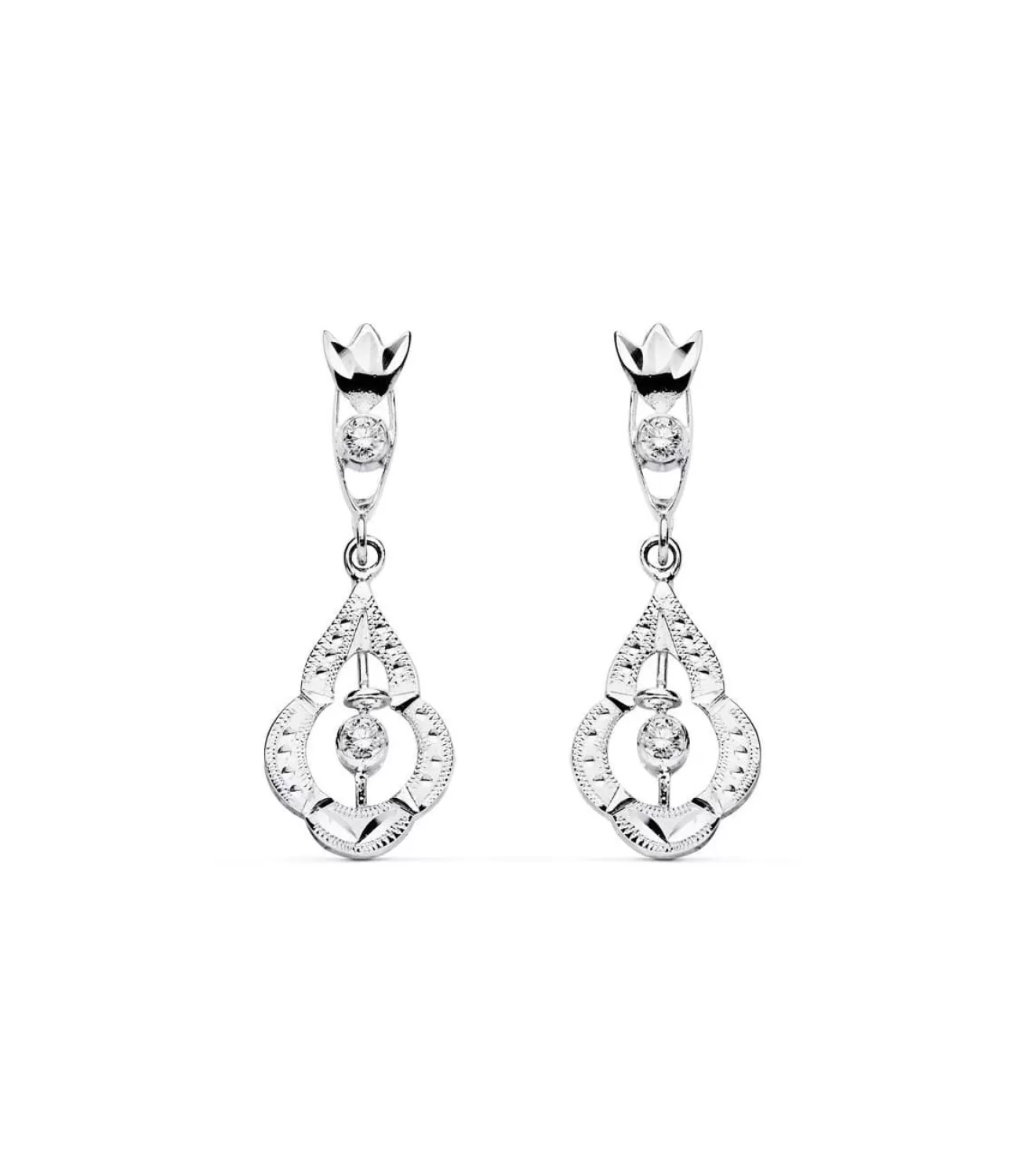 Pendientes Princesa Suleika Oro Blanco 18K Lapidados<Alda Joyeros Outlet