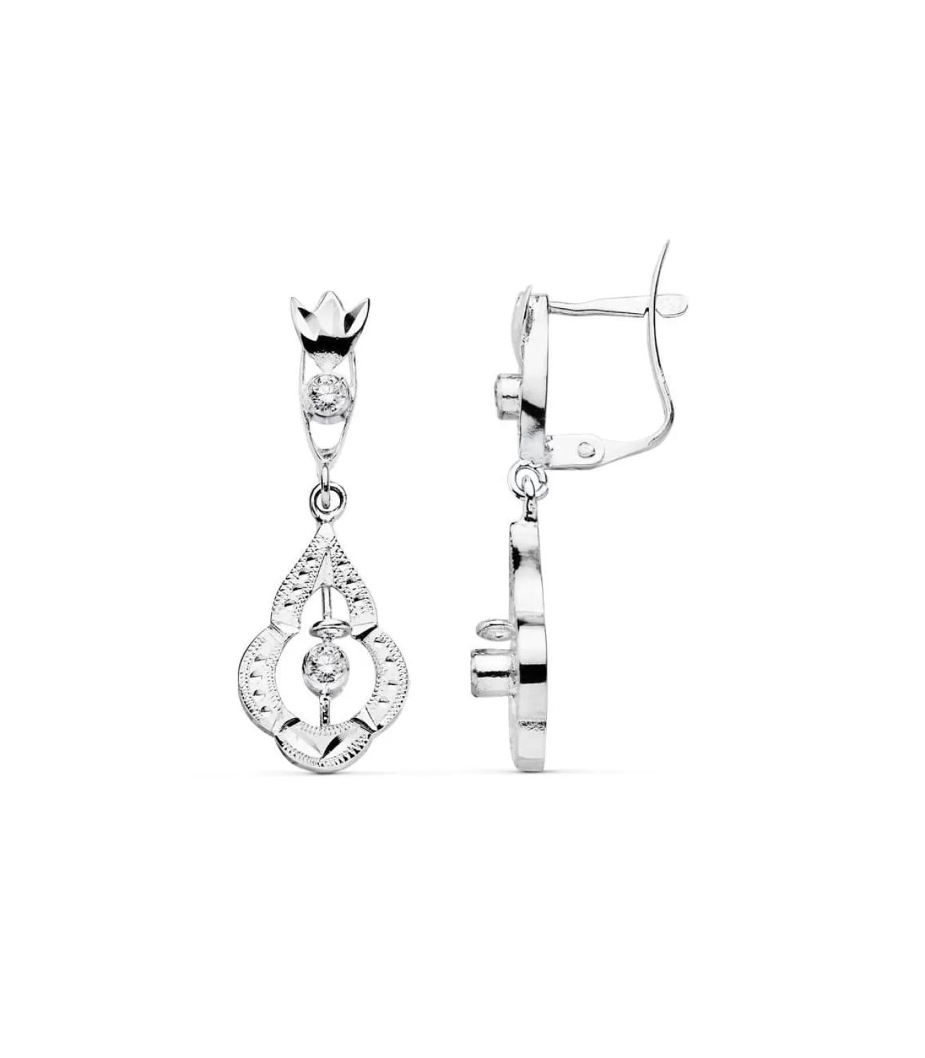 Pendientes Princesa Suleika Oro Blanco 18K Lapidados<Alda Joyeros Outlet