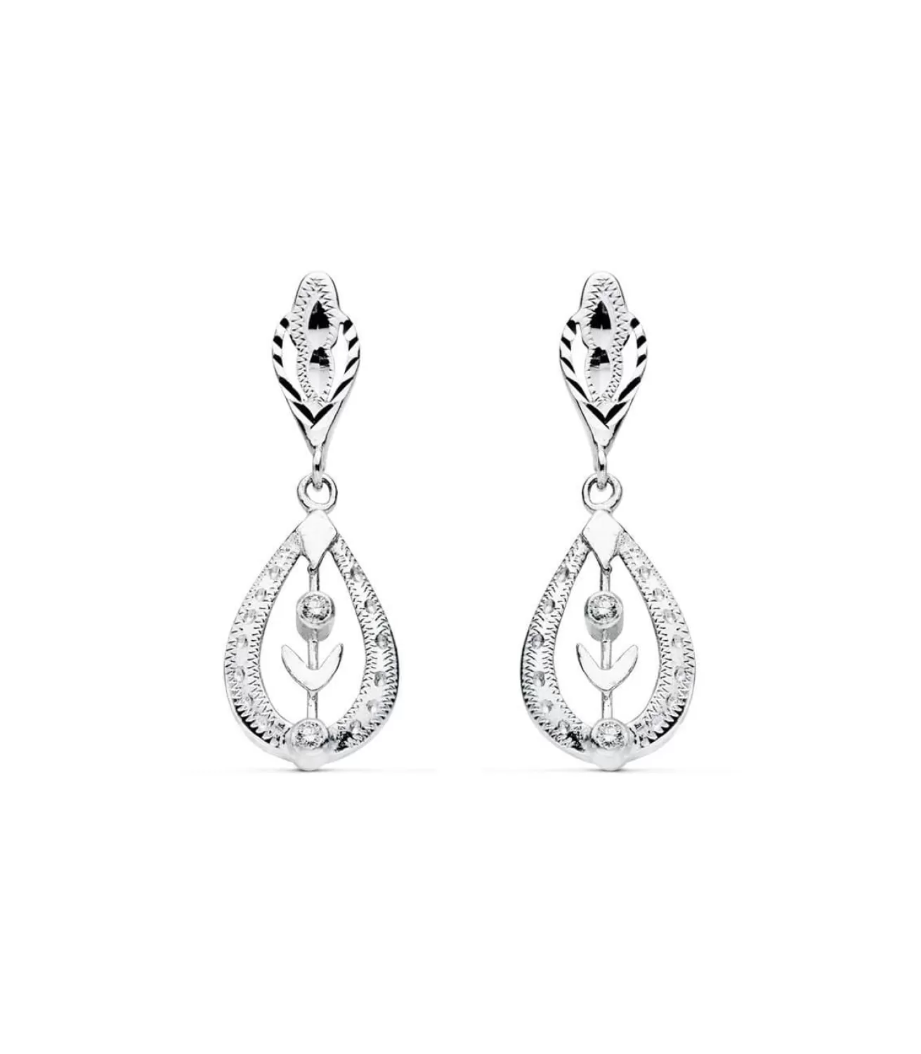 Pendientes Reina Yamlika Oro Blanco 18K Lapidados<Alda Joyeros Clearance
