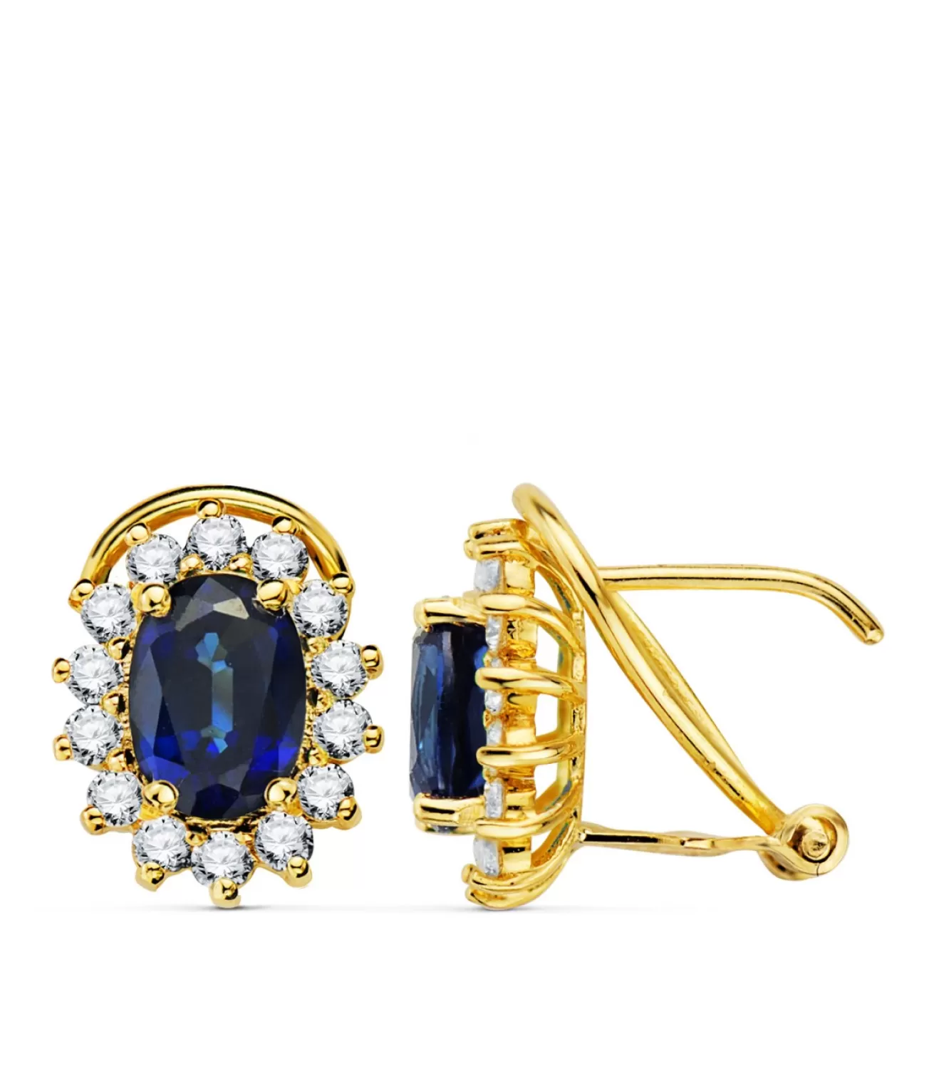 Pendientes Sybil Oro Amarillo 18K Diamantes Y Zafiro<Alda Joyeros Best Sale
