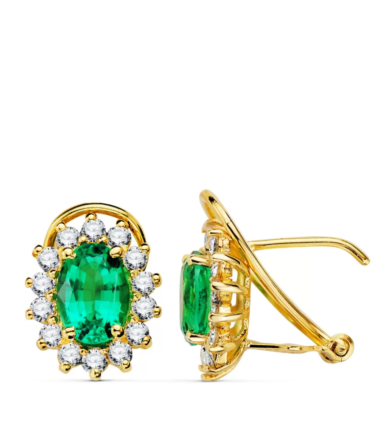 Pendientes Sybil Oro Amarillo 18K Esmeralda Y Diamantes<Alda Joyeros Online