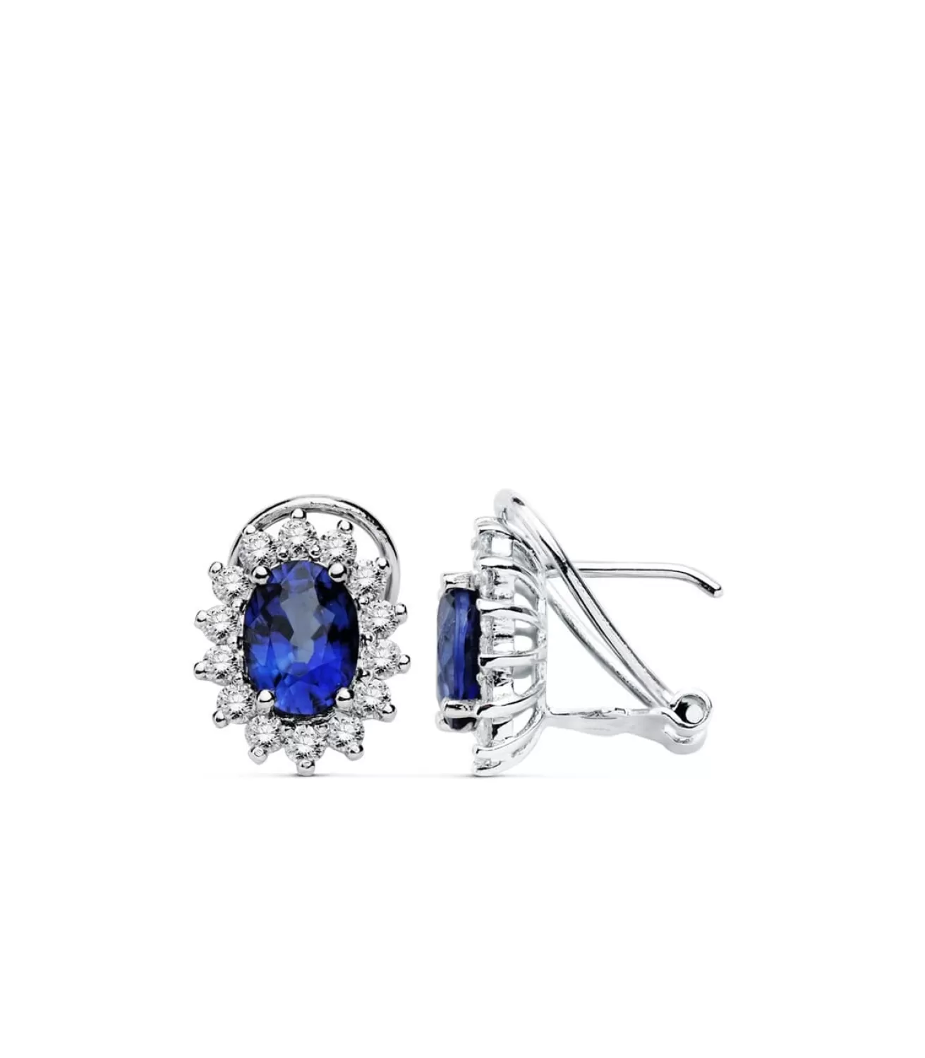 Pendientes Sybil Oro Blanco 18K Diamantes Y Zafiro<Alda Joyeros Shop