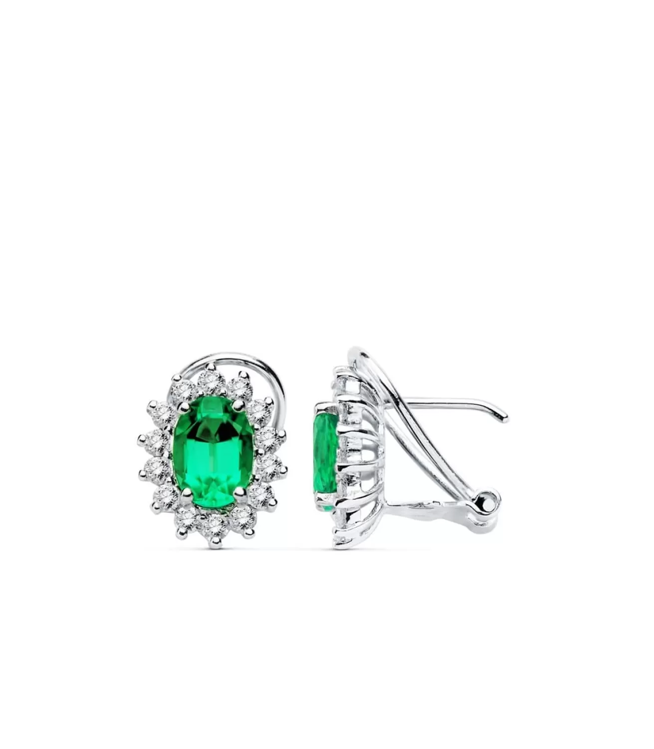 Pendientes Sybil Oro Blanco 18K Esmeralda Y Diamantes<Alda Joyeros Flash Sale