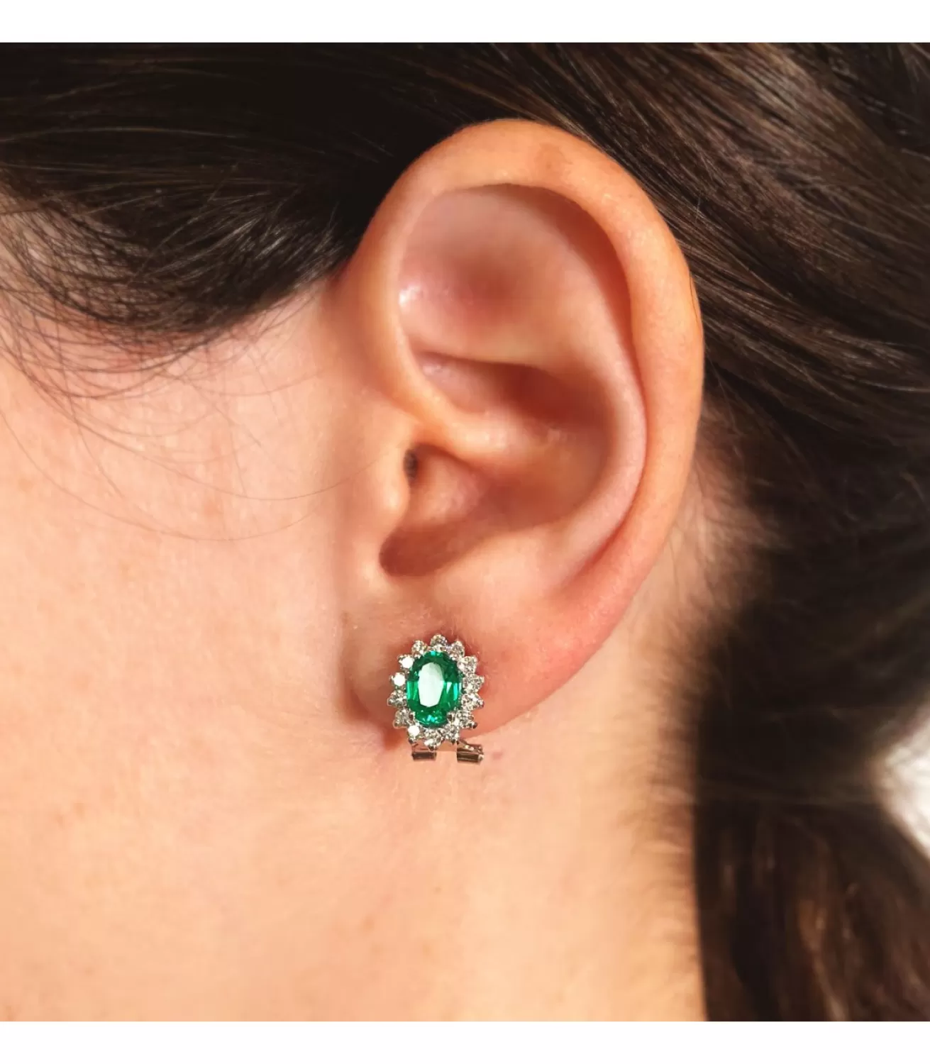Pendientes Sybil Oro Blanco 18K Esmeralda Y Diamantes<Alda Joyeros Flash Sale