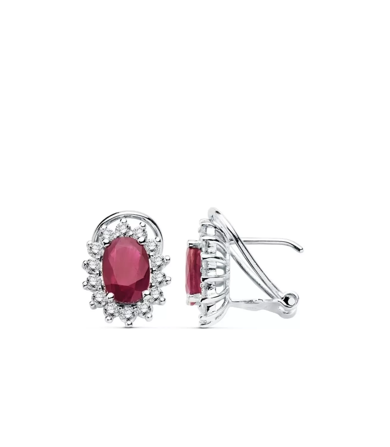 Pendientes Sybil Oro Blanco 18K Rubi Y Diamantes<Alda Joyeros New
