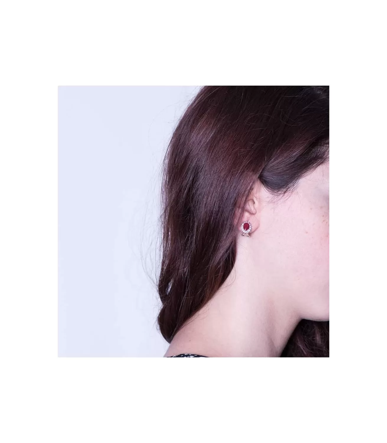 Pendientes Sybil Oro Blanco 18K Rubi Y Diamantes<Alda Joyeros New