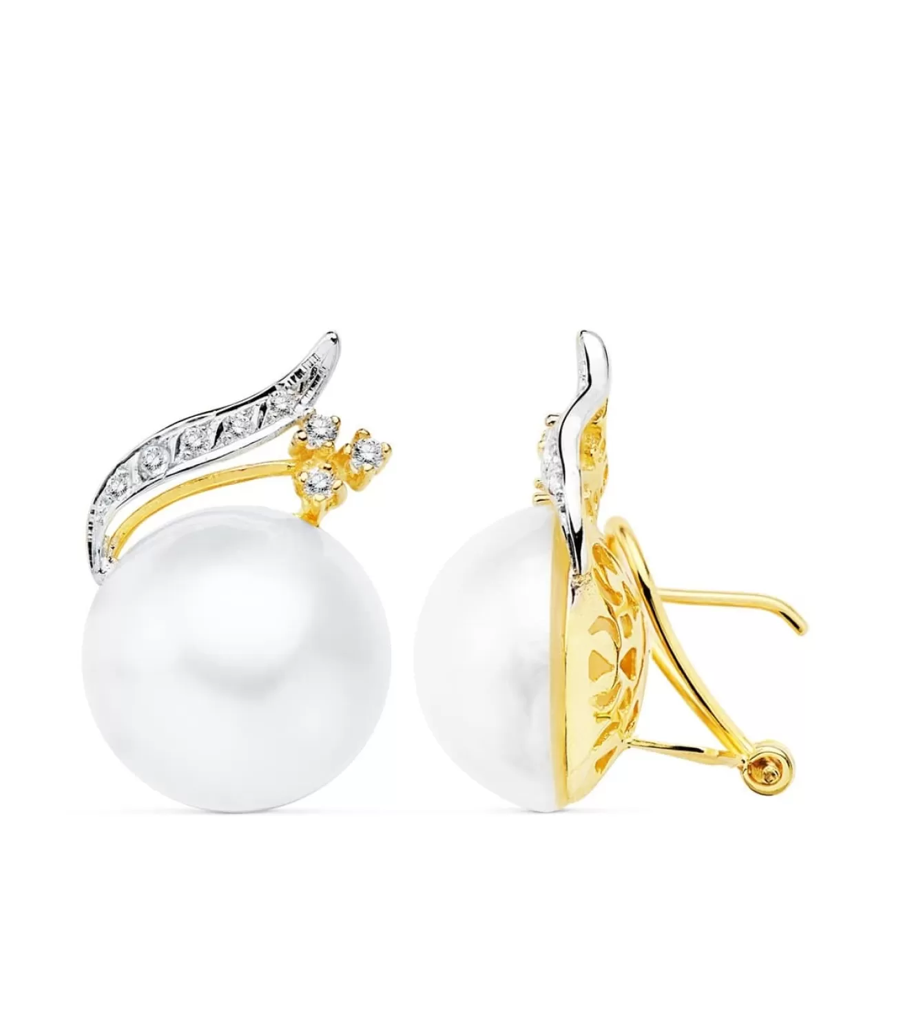 Pendientes Takara Perlas De Mabe Oro Bicolor 18 K 24 Mm<Alda Joyeros Flash Sale