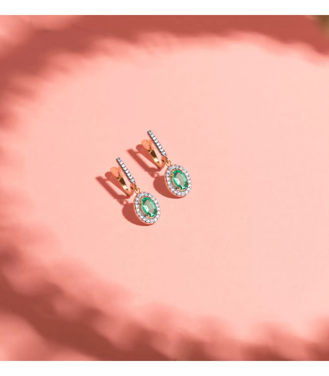 Pendientes Talya Esmeralda Oro Bicolor 18K<Alda Joyeros Store