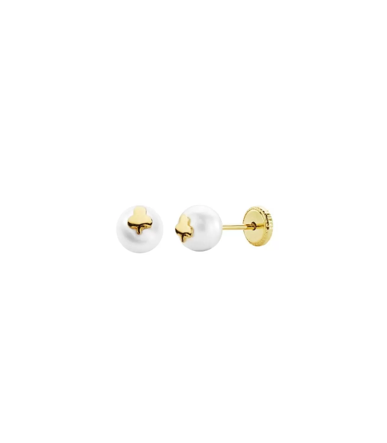 Pendientes Trebol Oro Amarillo 18K Perla 6Mm<Alda Joyeros Store