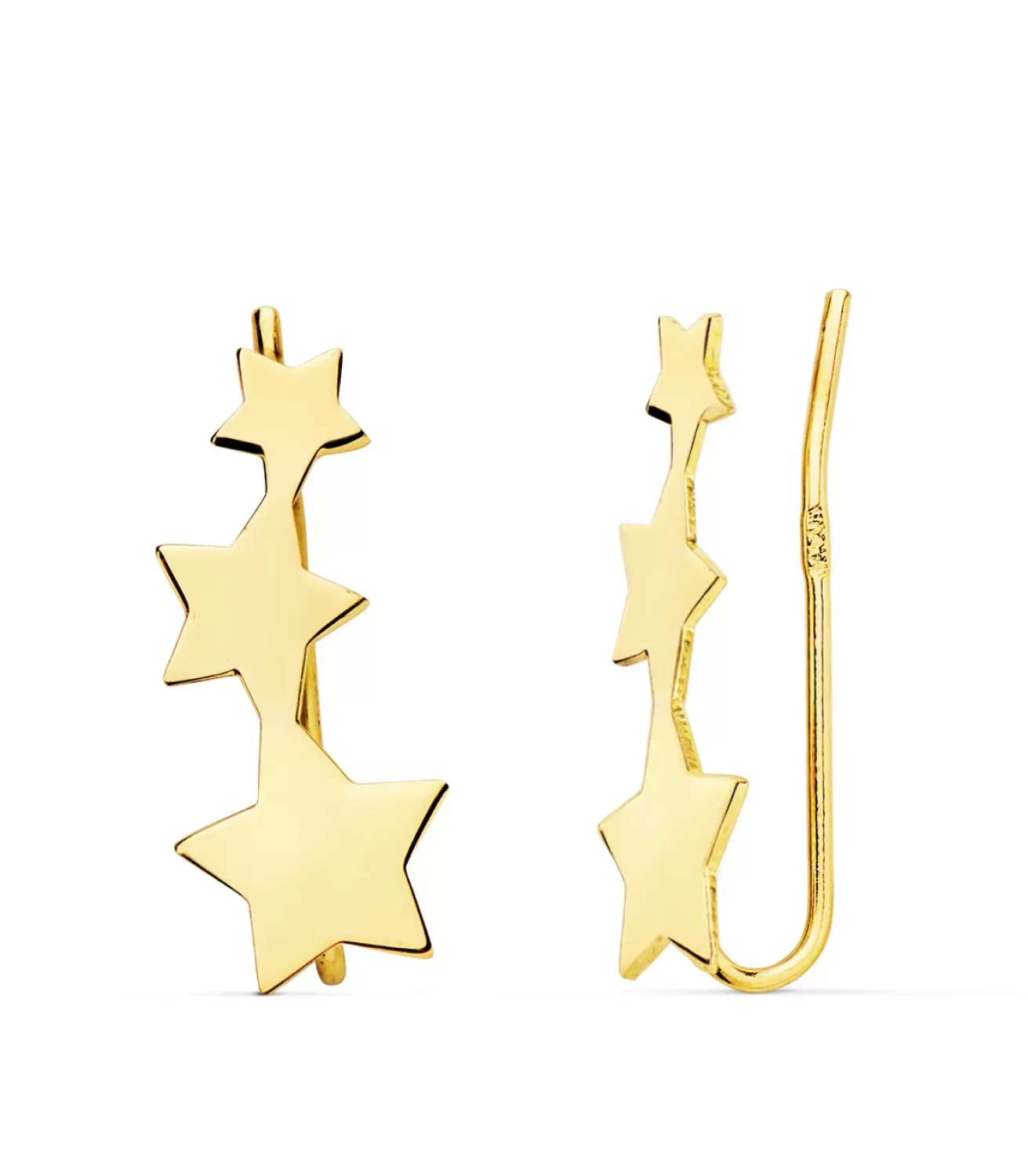 Pendientes Trepadores 3 Estrellitas Oro 18K<Alda Joyeros Fashion