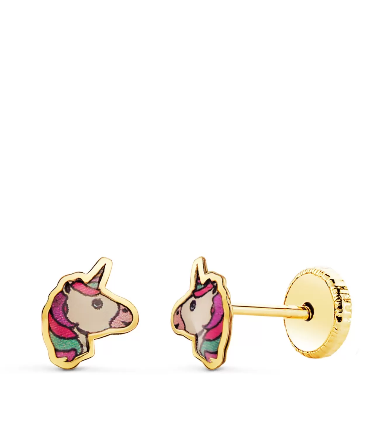 Pendientes Unicornio Oro Amarillo 18K<Alda Joyeros Store