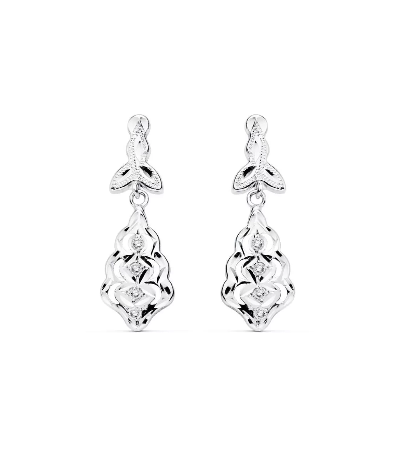 Pendientes Zeinab Oro Blanco 18K Lapidados<Alda Joyeros New