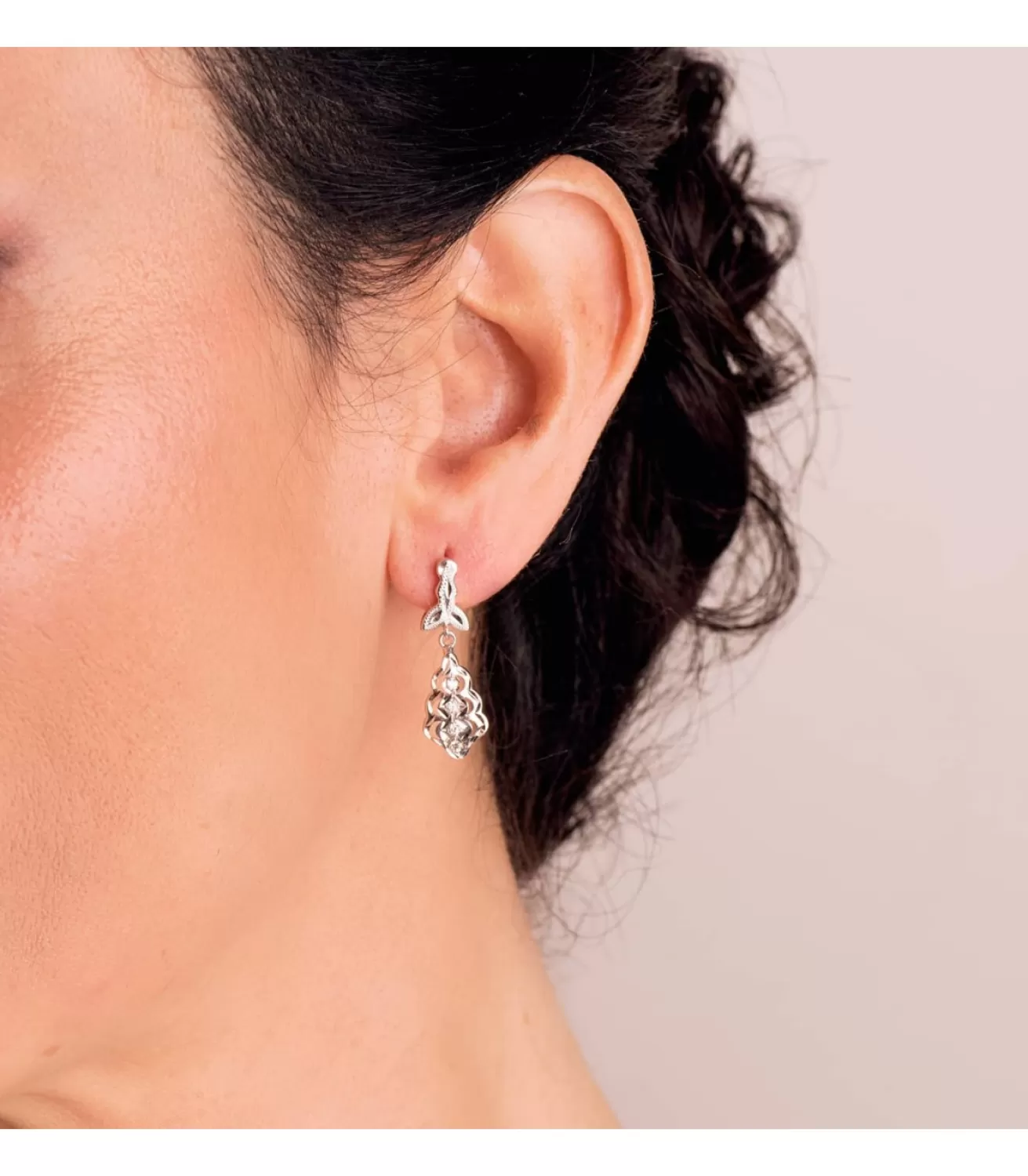 Pendientes Zeinab Oro Blanco 18K Lapidados<Alda Joyeros New