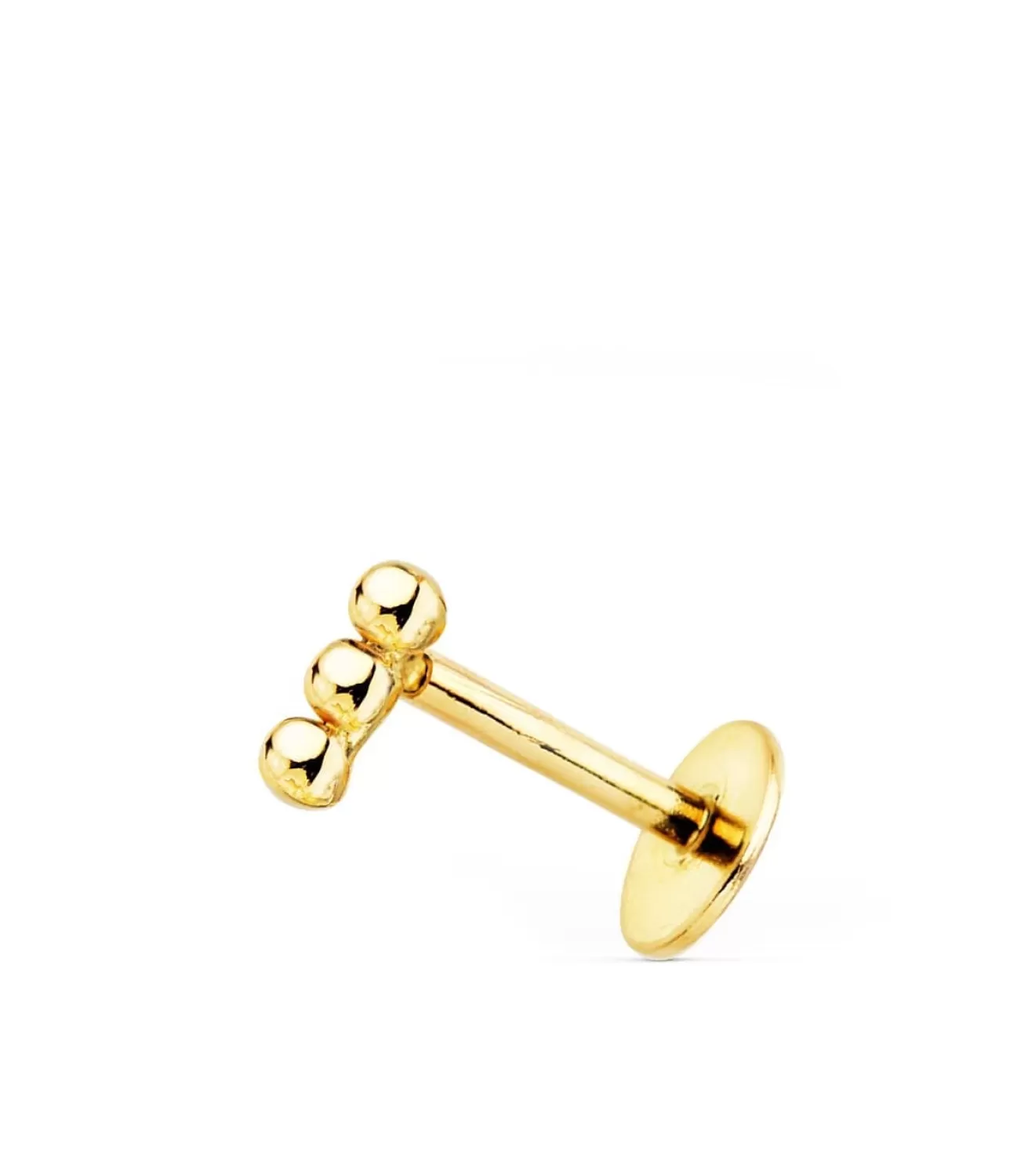 Piercing Mini Barrita Bolitas Oro Amarillo 18K<Alda Joyeros Store