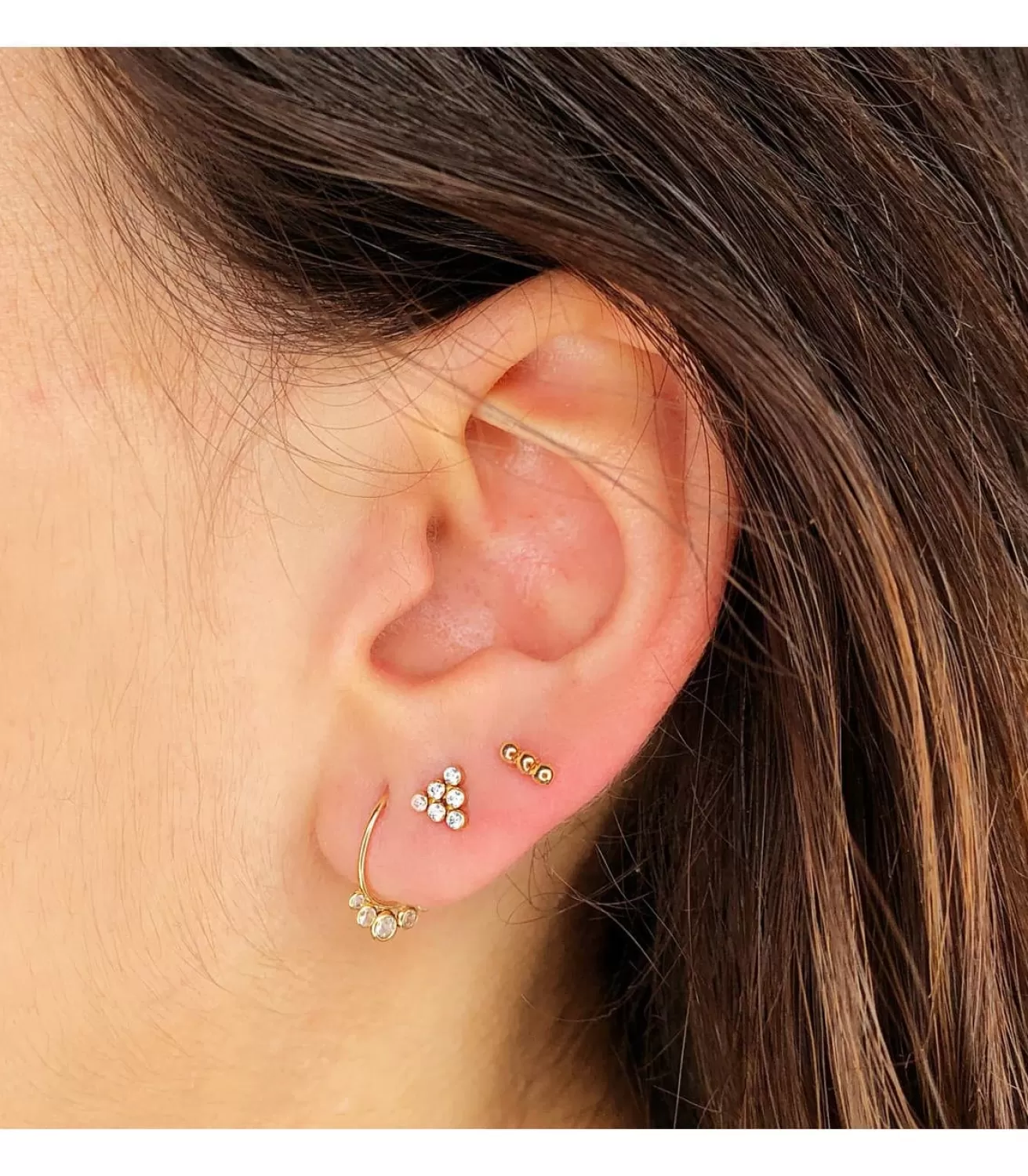 Piercing Mini Barrita Bolitas Oro Amarillo 18K<Alda Joyeros Store