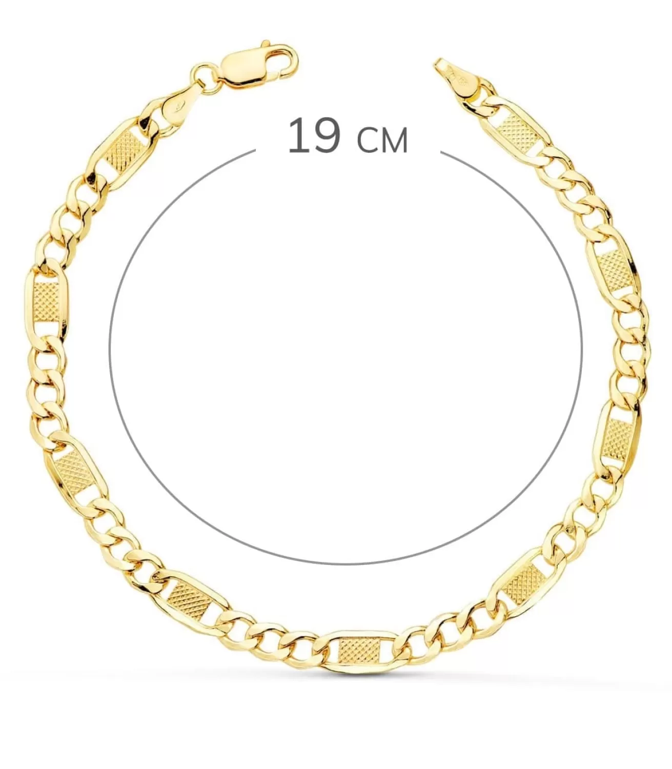 Pulsera 3X1 Tallada Oro Amarillo 18K 19 Cm<Alda Joyeros Shop