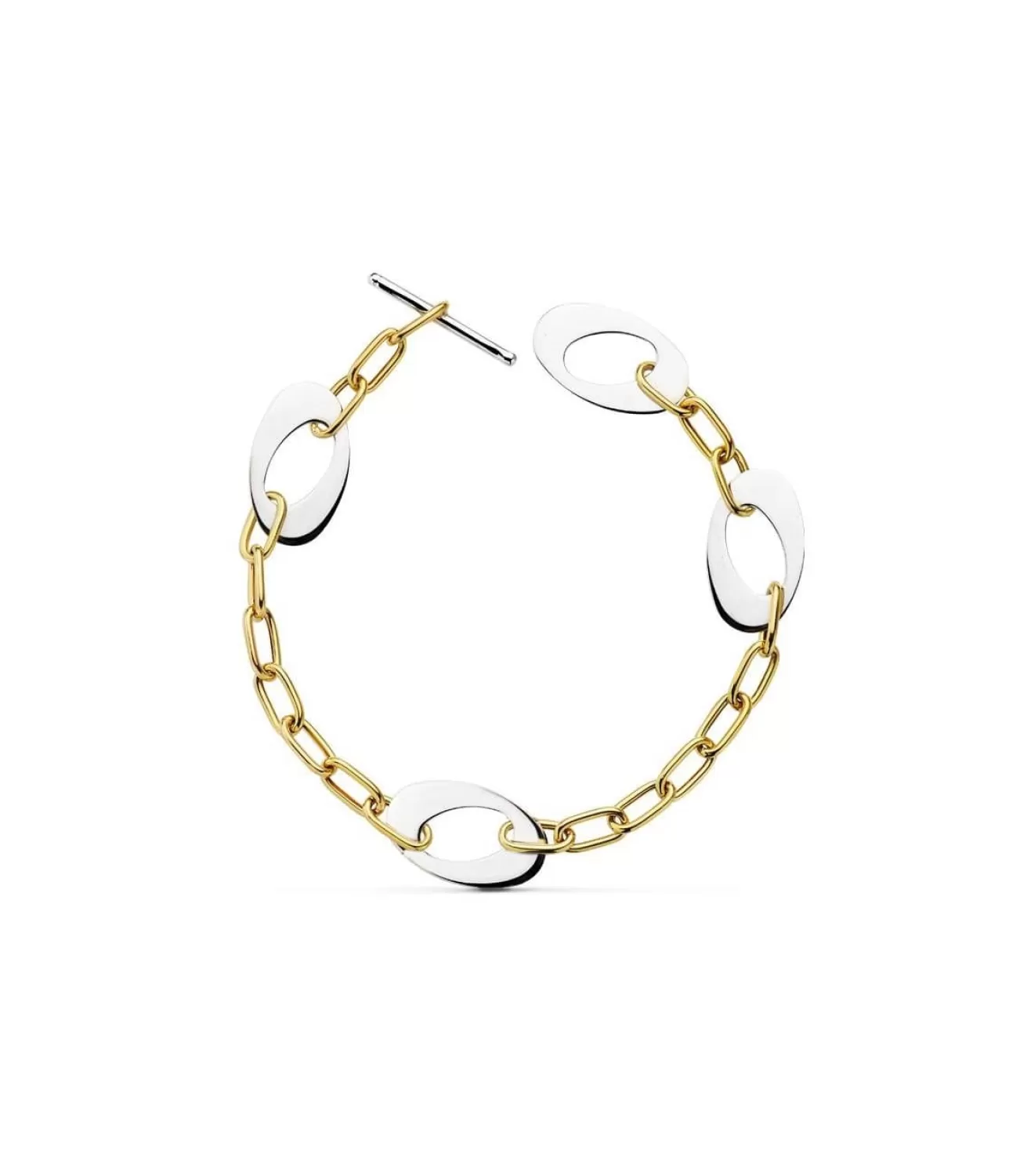 Pulsera Bicolor Oro 18K Motivos Ovalados<Alda Joyeros Discount