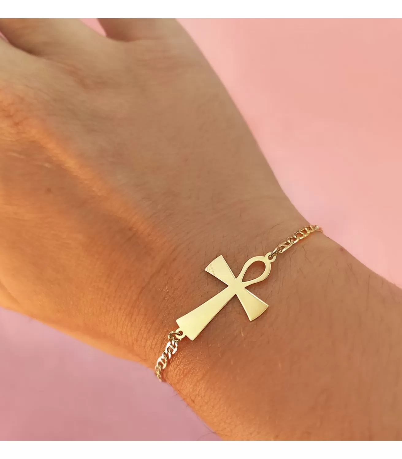 Pulsera De Mujer Oro Amarillo 18 Ktes Cruz De La Vida<Alda Joyeros New