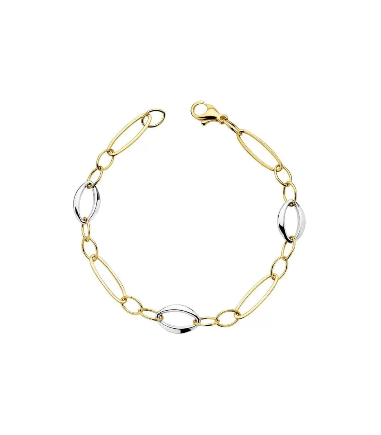 Pulsera De Mujer Oro Bicolor 18K Eslabones Geometricos<Alda Joyeros Store