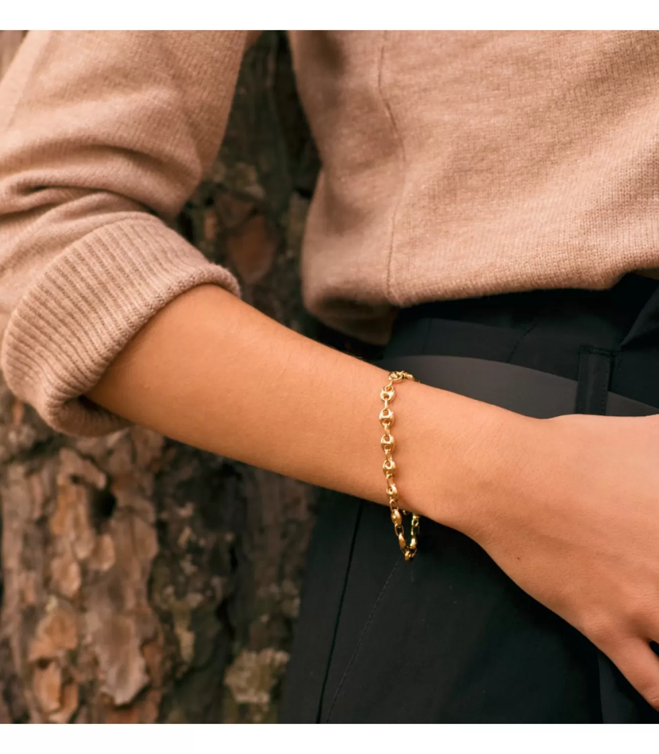 Pulsera Grano De Cafe Oro 18K 6Mm 19Cm<Alda Joyeros Shop