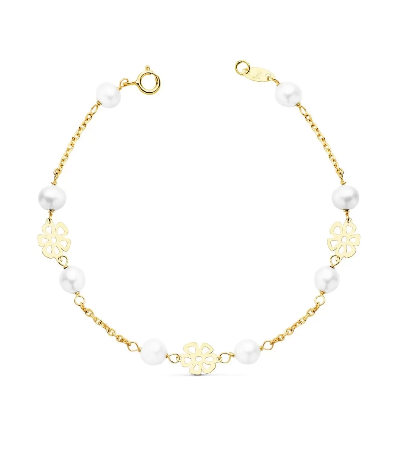 Pulsera Matilde 1 Comunion Oro 18K 17 Cm Flores Y Perlas<Alda Joyeros Outlet
