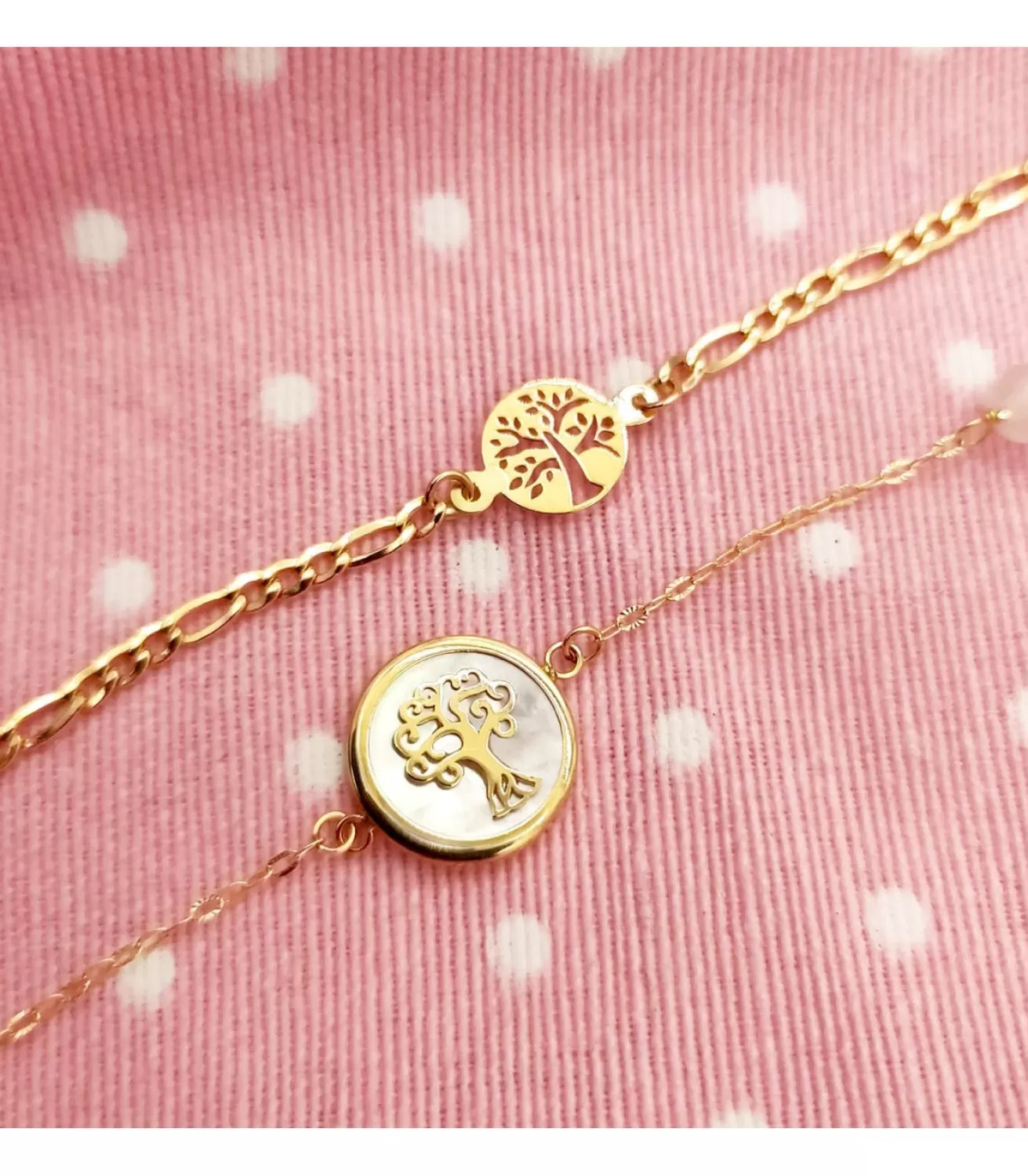 Pulsera Mujer Oro 18K Arbol De La Vida Nacar 20Cm<Alda Joyeros Cheap