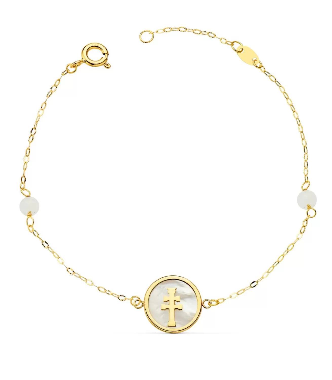 Pulsera Mujer Oro 18K Cruz Caravaca Nacar 20Cm<Alda Joyeros Hot