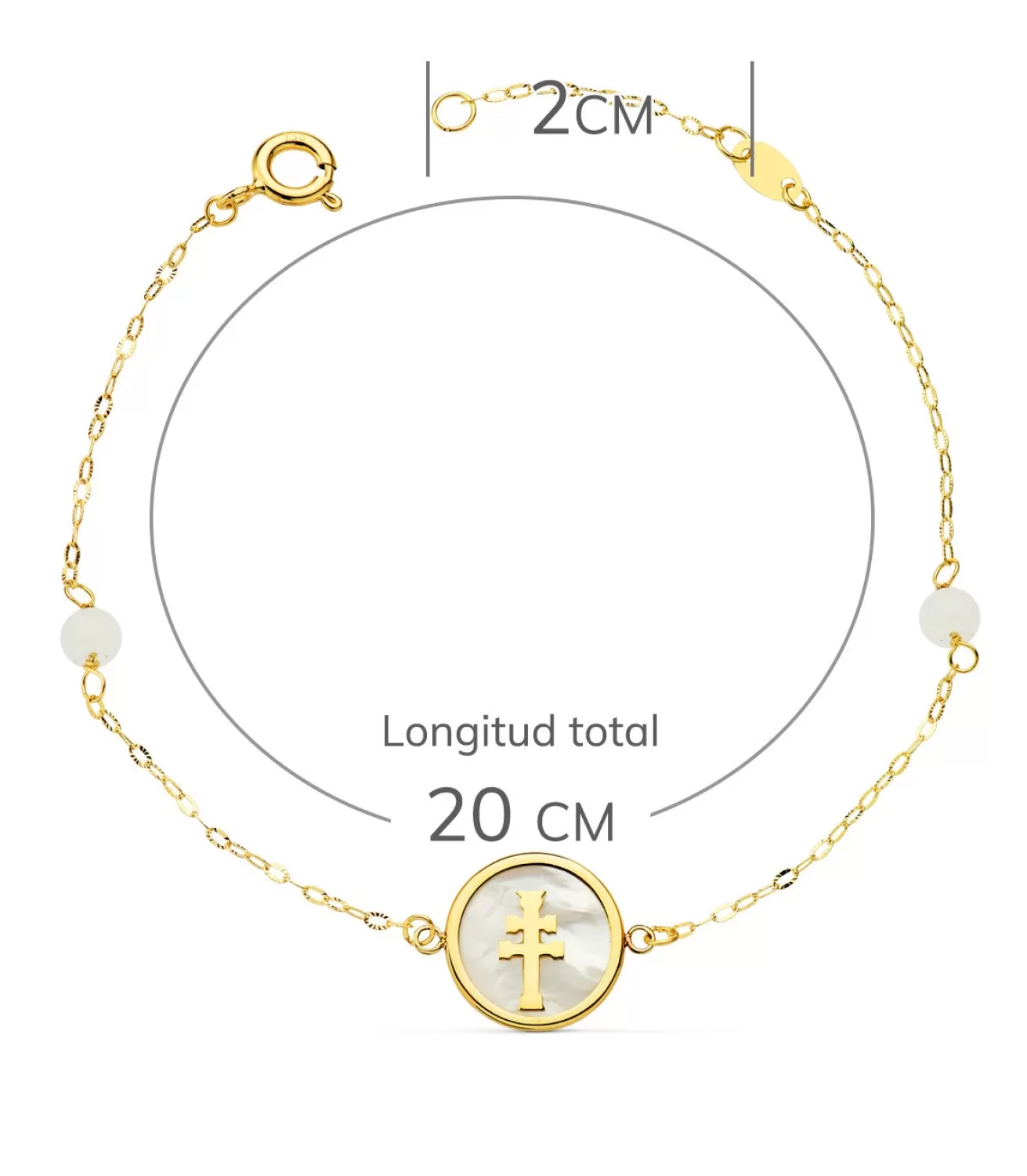 Pulsera Mujer Oro 18K Cruz Caravaca Nacar 20Cm<Alda Joyeros Hot