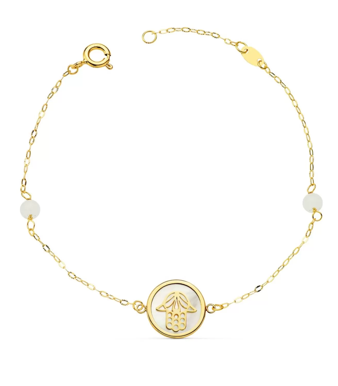 Pulsera Mujer Oro 18K Mano De Fatima Nacar 20Cm<Alda Joyeros Hot