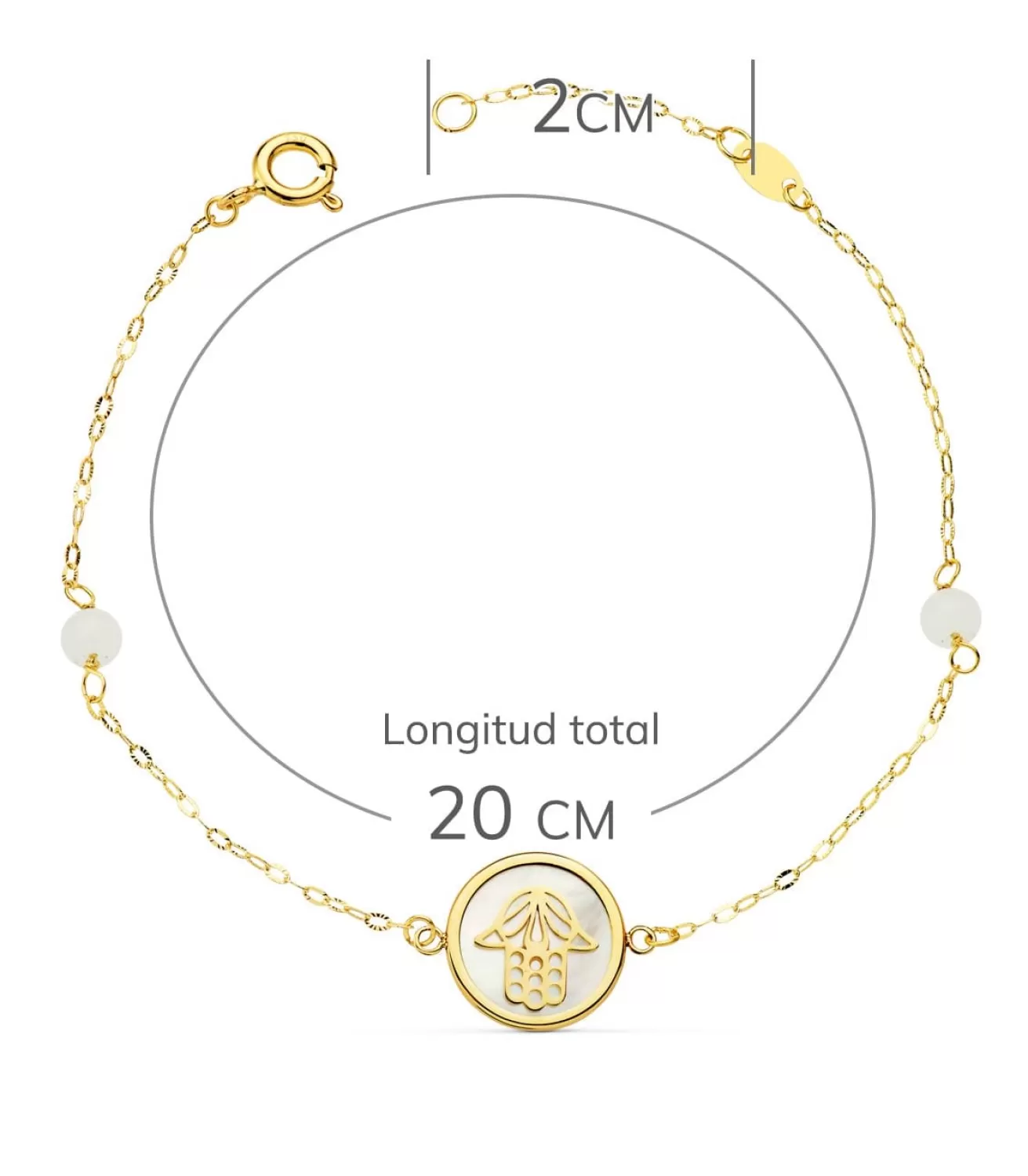Pulsera Mujer Oro 18K Mano De Fatima Nacar 20Cm<Alda Joyeros Hot