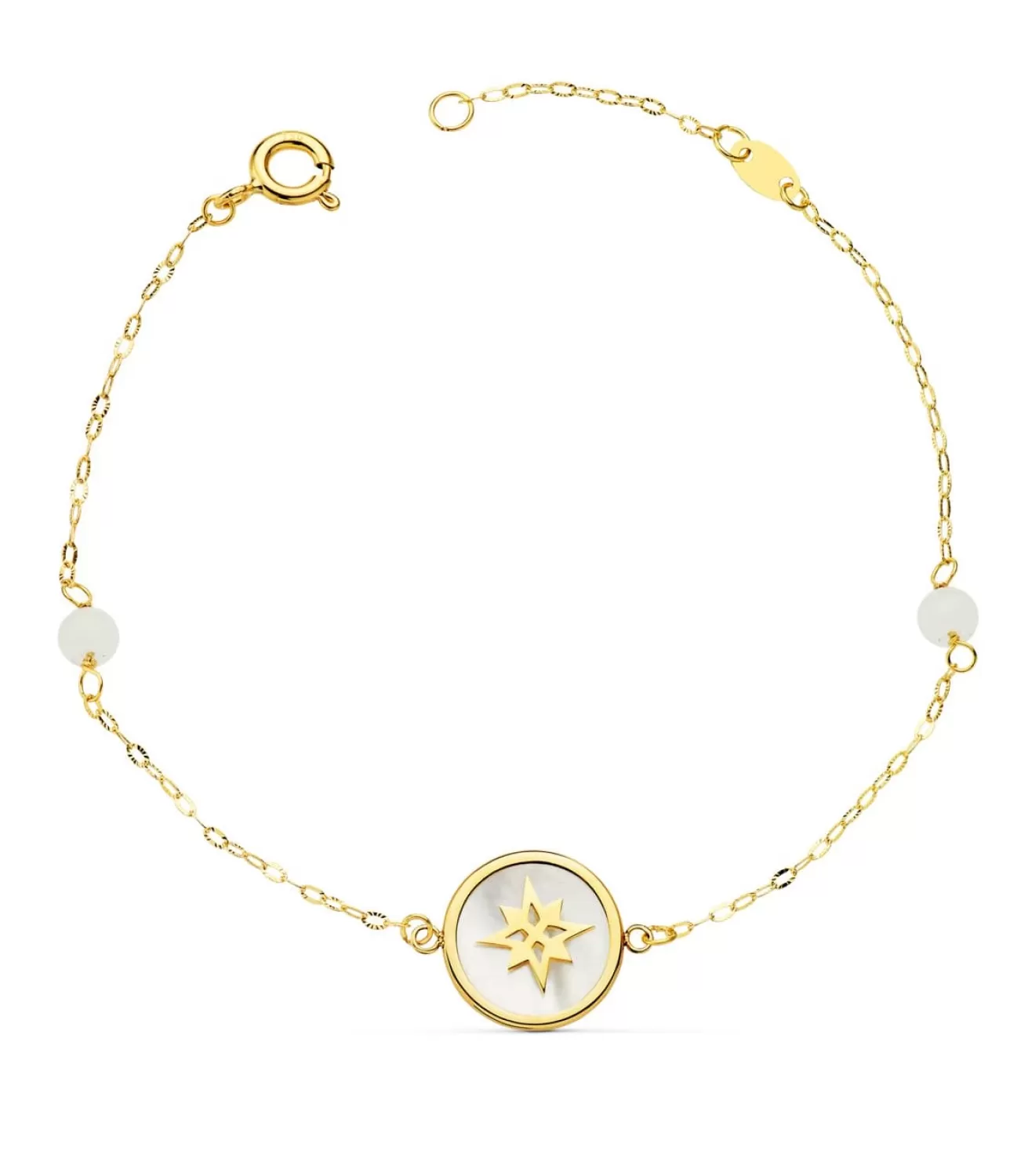 Pulsera Mujer Oro 18K Rosa De Los Vientos Nacar 20Cm<Alda Joyeros Best