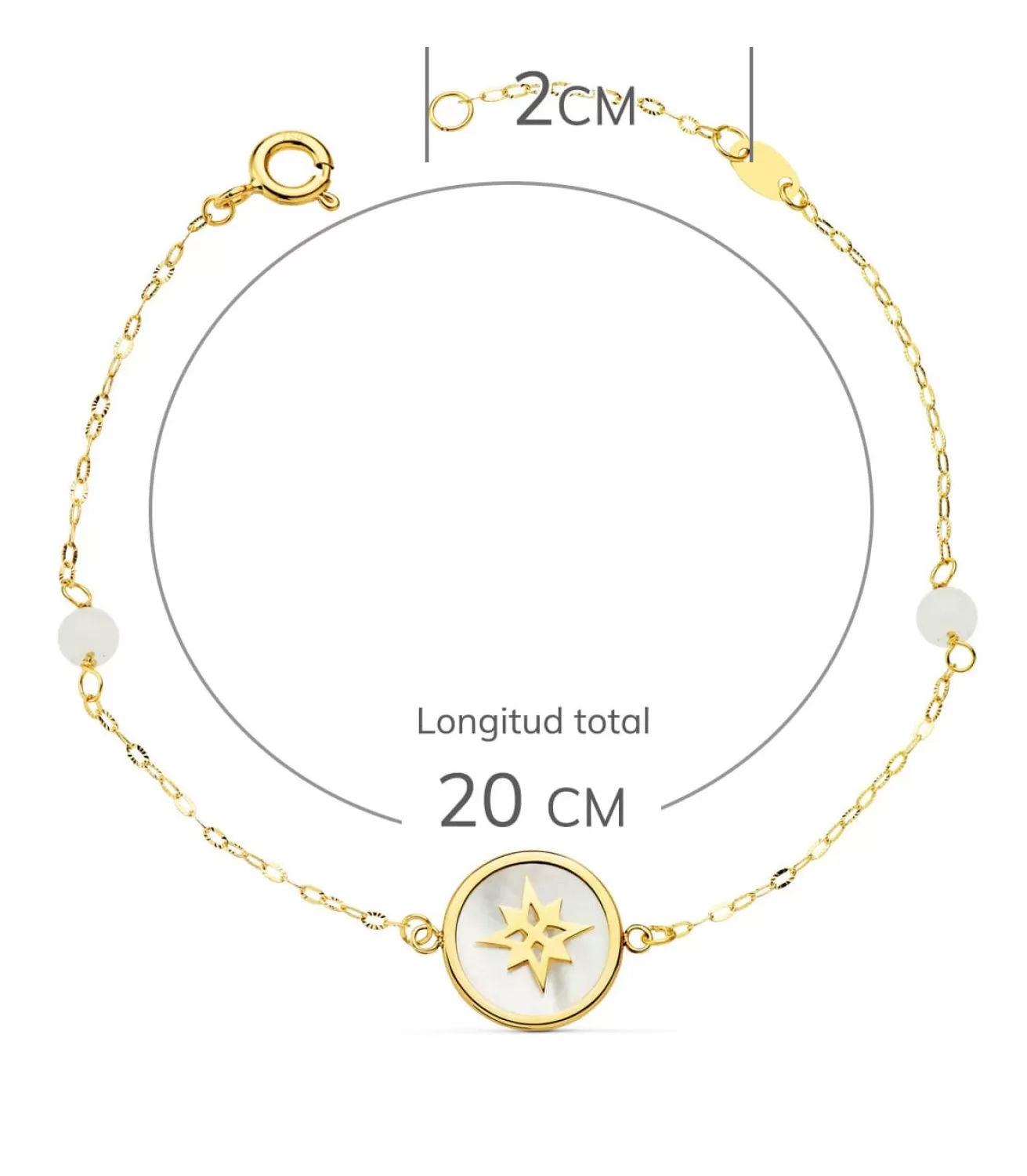 Pulsera Mujer Oro 18K Rosa De Los Vientos Nacar 20Cm<Alda Joyeros Best
