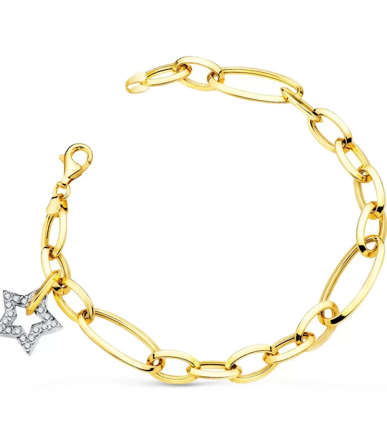 Pulsera Mujer Oro Bicolor 18K Estrella<Alda Joyeros Cheap