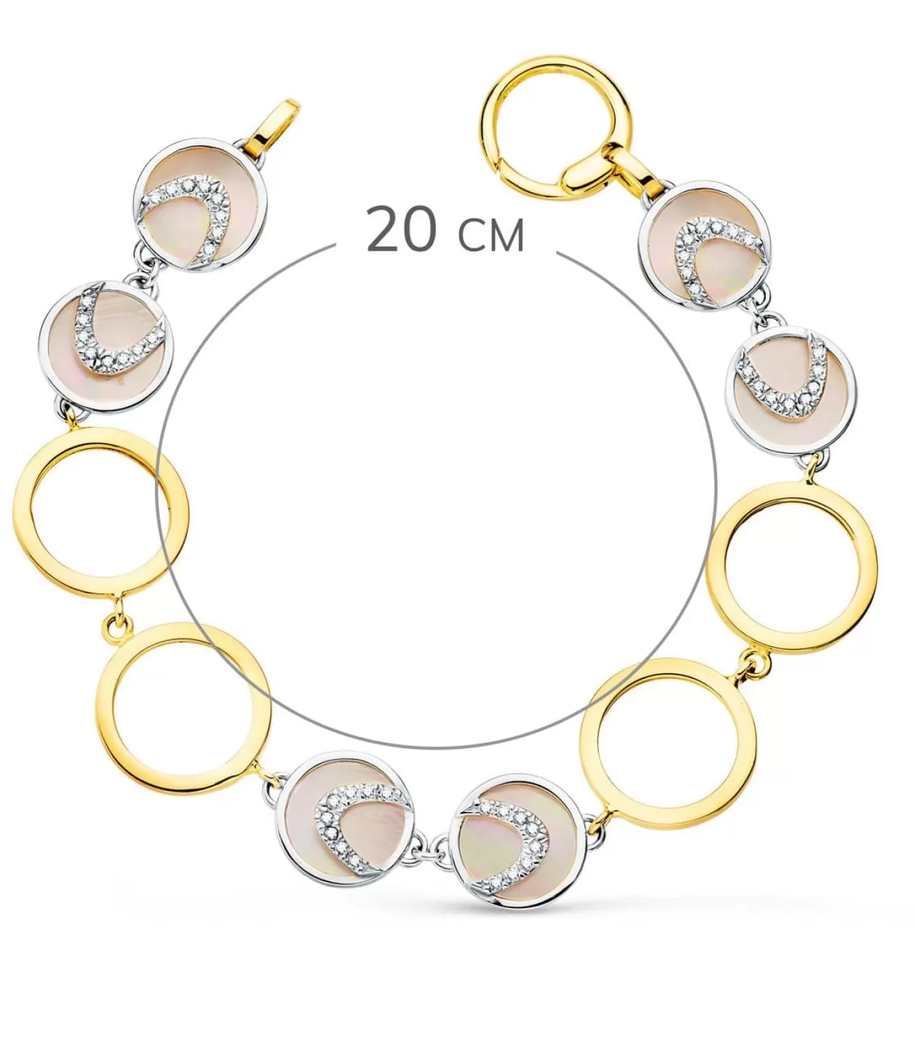 Pulsera Mujer Oro Bicolor 18K Nacar 20Cm<Alda Joyeros Online