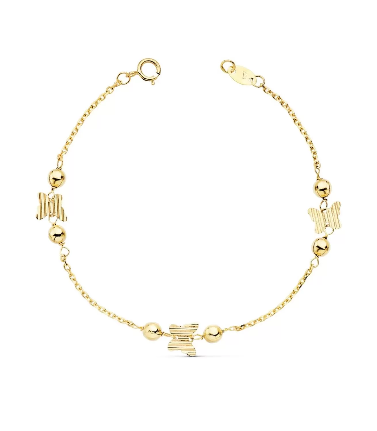 Pulsera Niña Esperanza Oro 18K 17 Cm Mariposas Y Bolitas<Alda Joyeros Hot