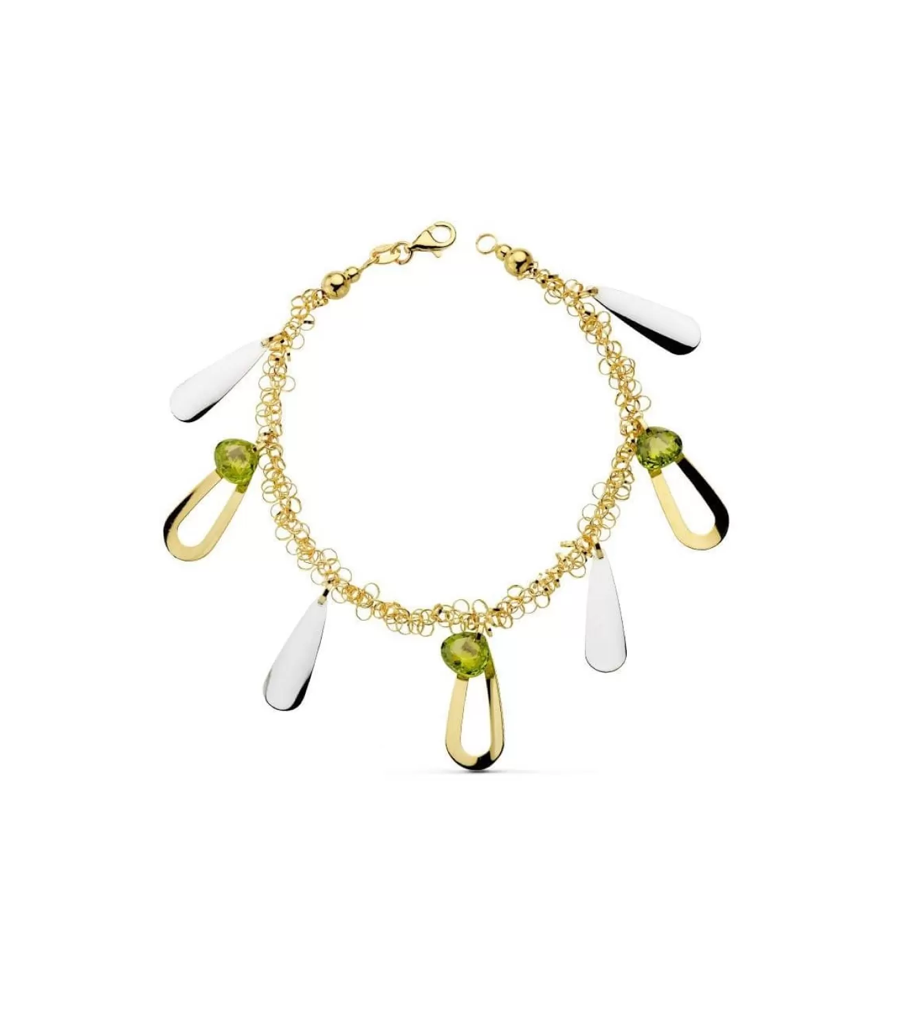 Pulsera Oro Bicolor 18K Abalorios Piedra<Alda Joyeros Cheap