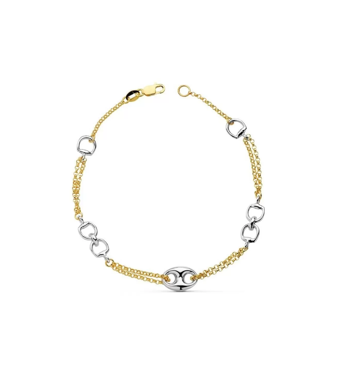 Pulsera Oro Bicolor 18K Cadena Con Estribos<Alda Joyeros Fashion