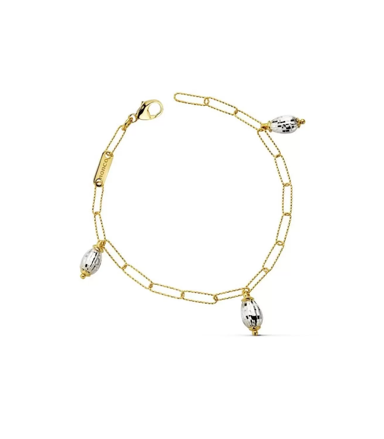 Pulsera Oro Bicolor 18K Eslabones Y Abalorios<Alda Joyeros Store
