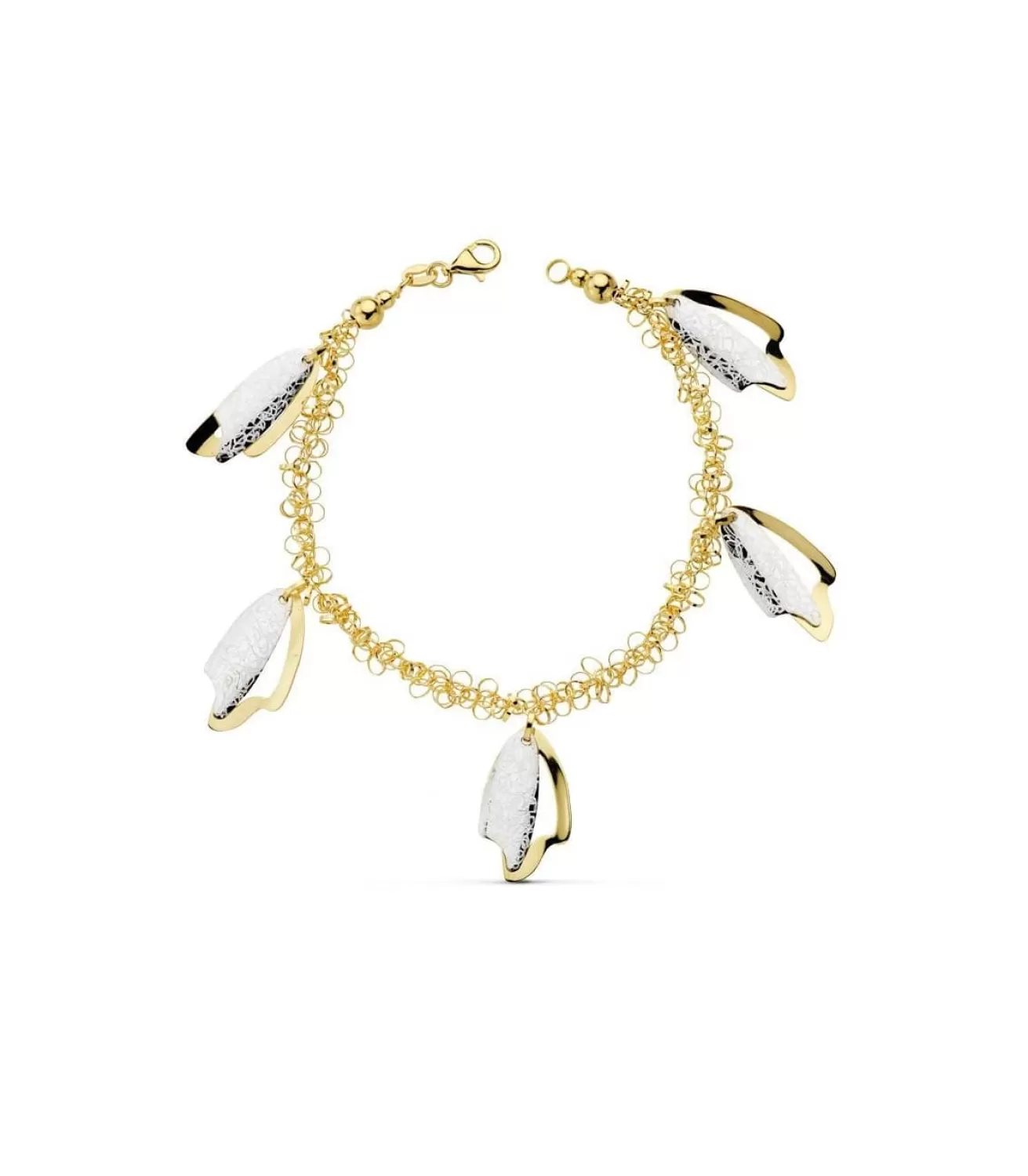 Pulsera Oro Bicolor 18K Hojas<Alda Joyeros Store