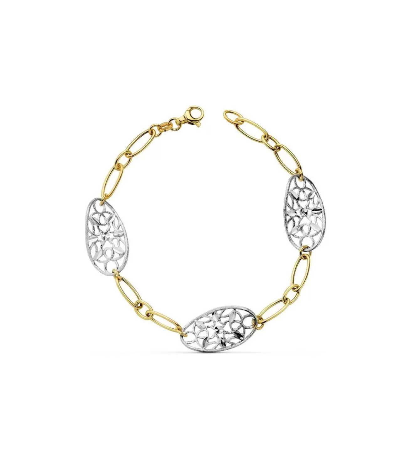 Pulsera Oro Bicolor 18K Hojas<Alda Joyeros Shop