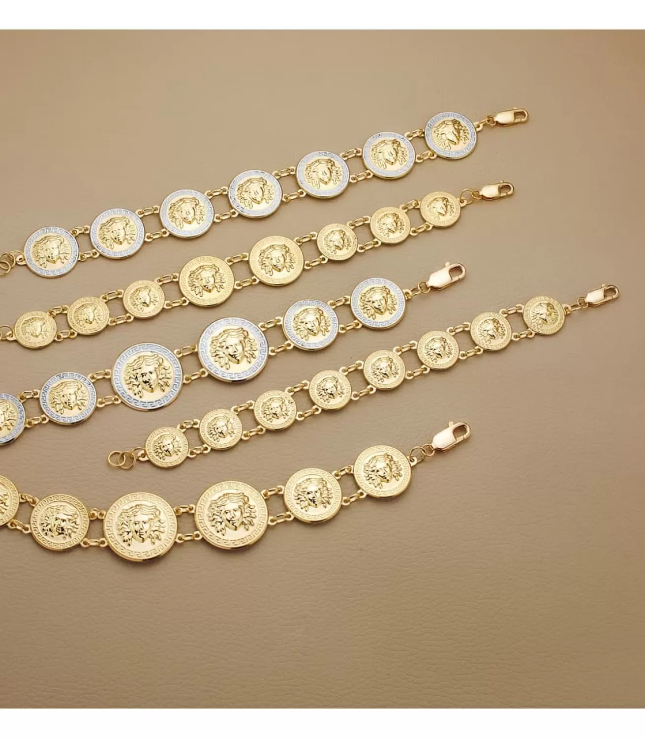Pulsera Oro Bicolor 18K Medallas Medusa 20,5 Cm<Alda Joyeros Clearance
