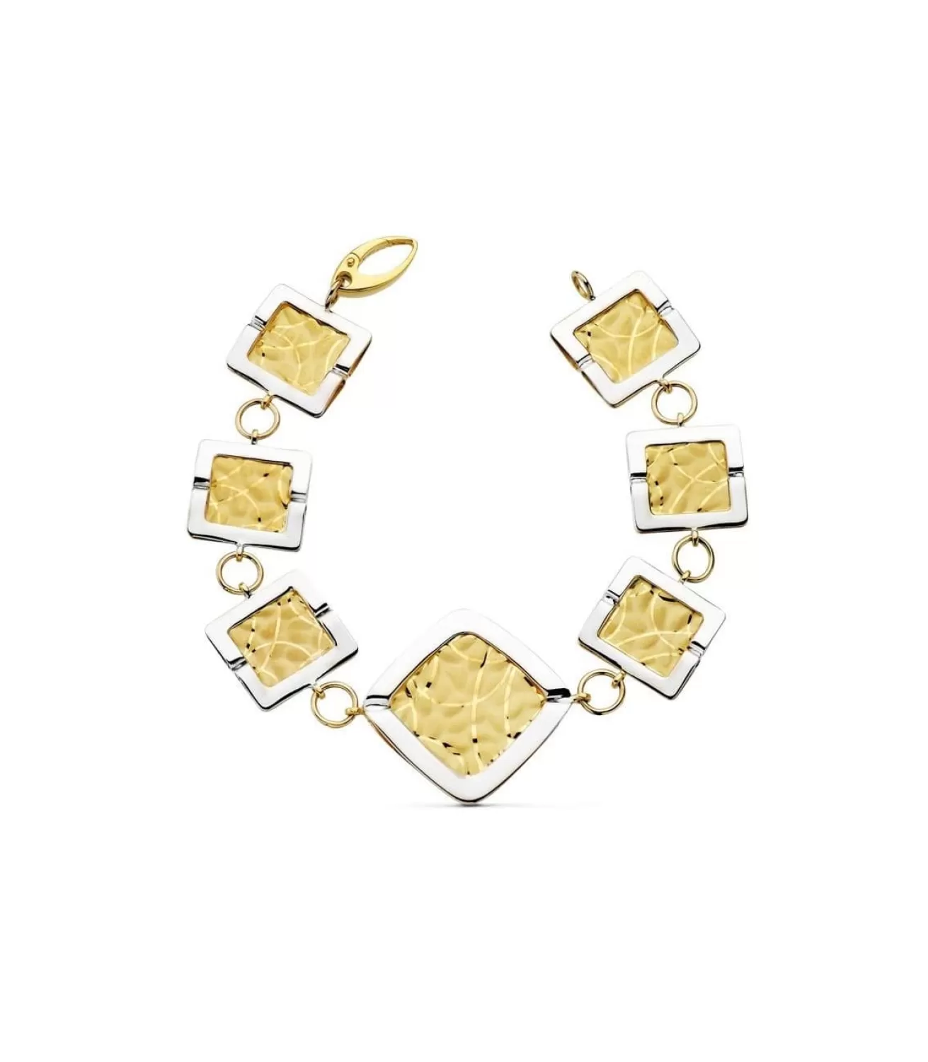 Pulsera Oro Bicolor 18K Rombos Mate Y Brillo<Alda Joyeros Cheap